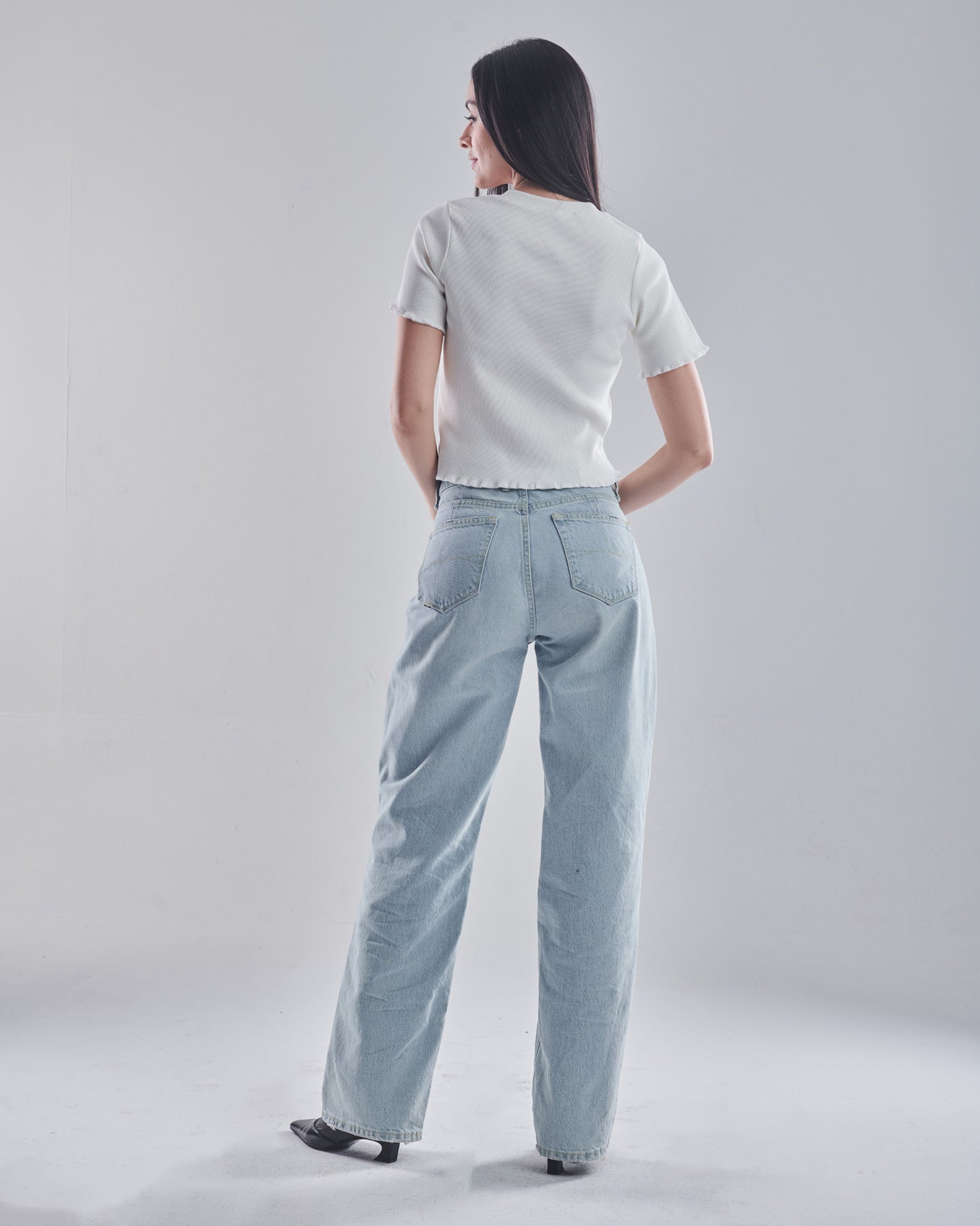 Basic rib top in white