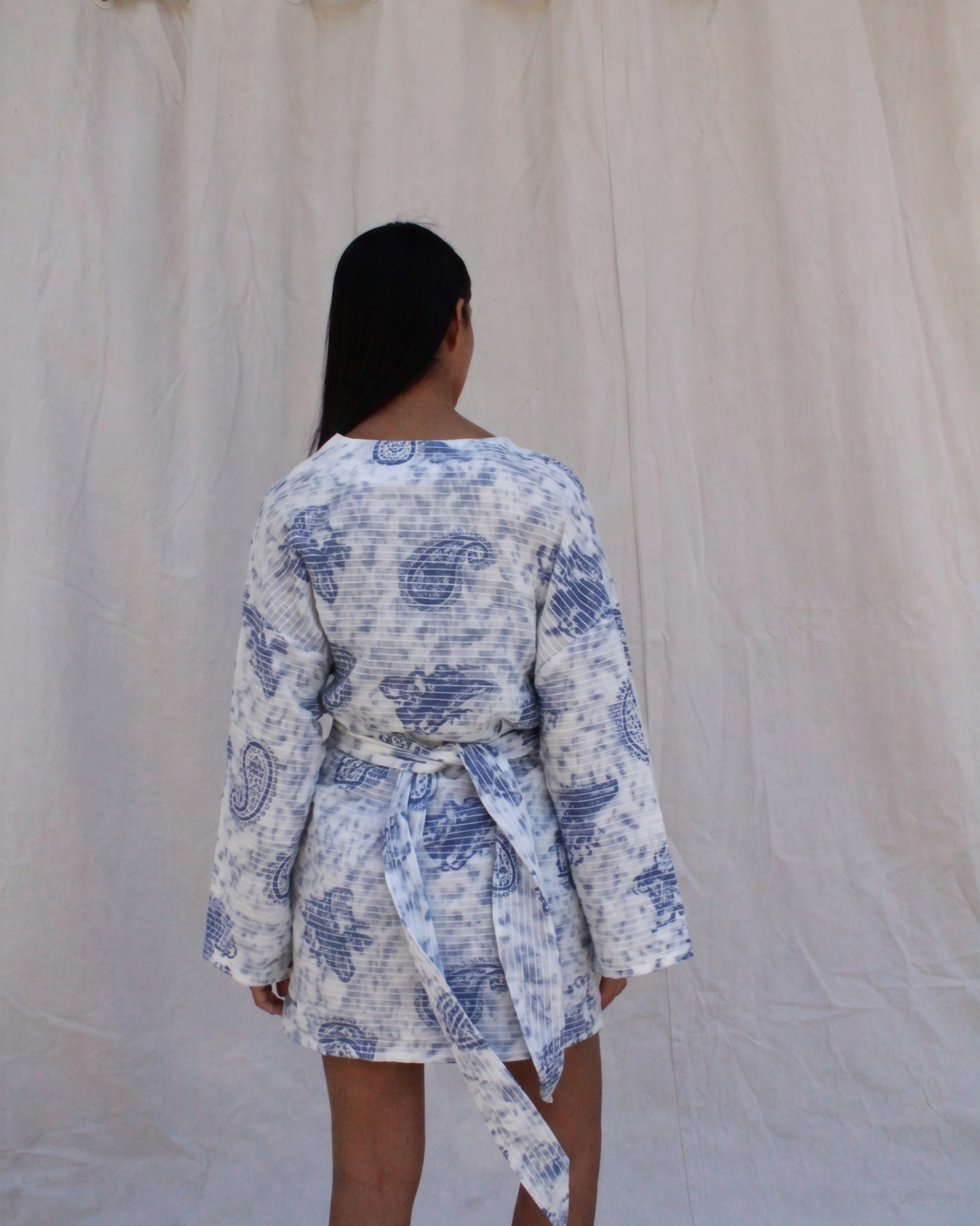 Summer wrap up shirt in blue