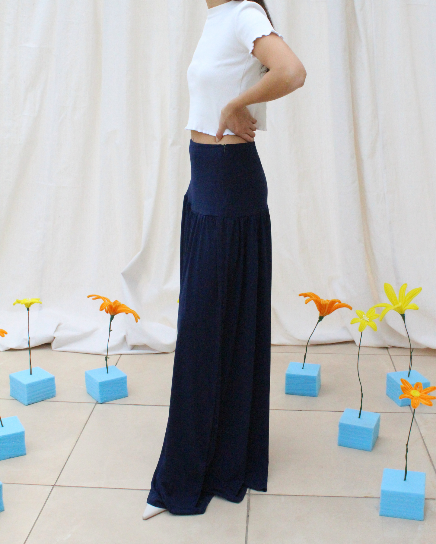 Wave skirt in navy