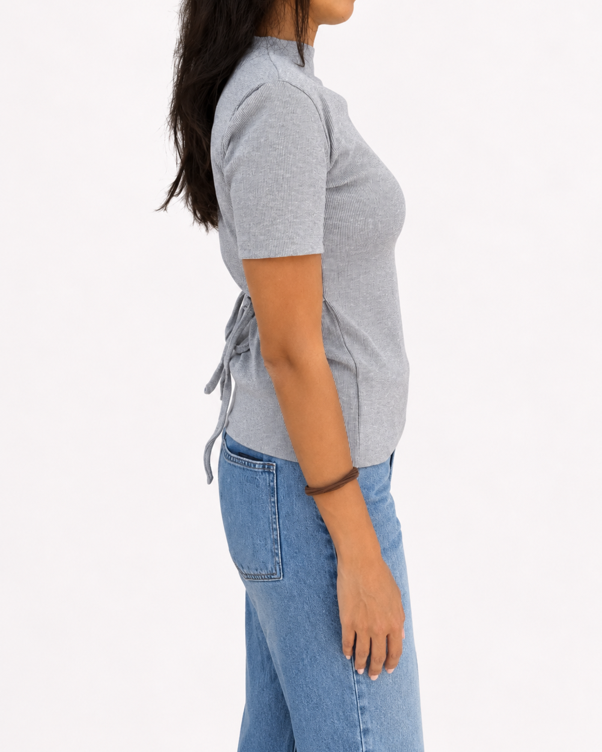 Shell buttons tee in grey