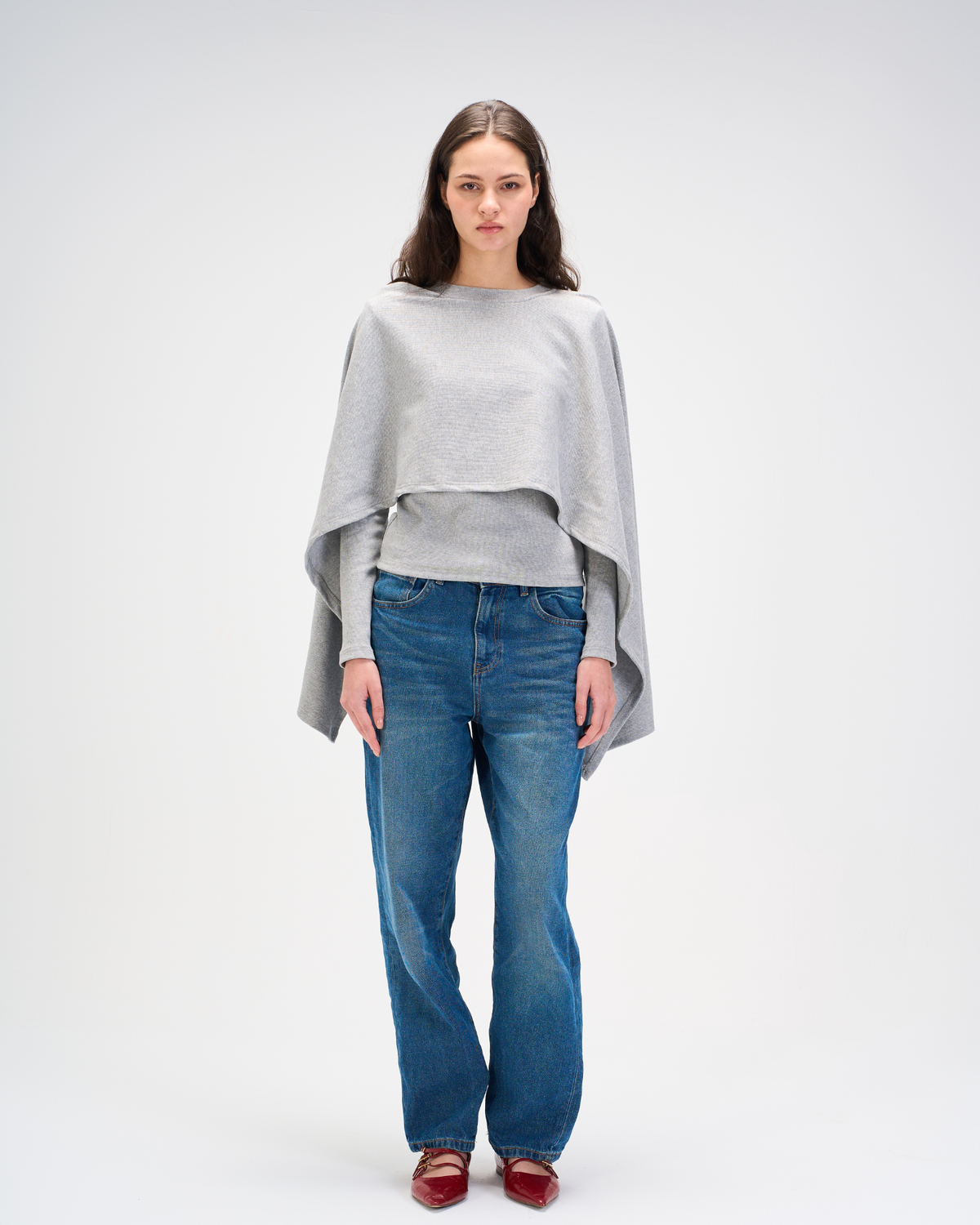 Shawl top in grey
