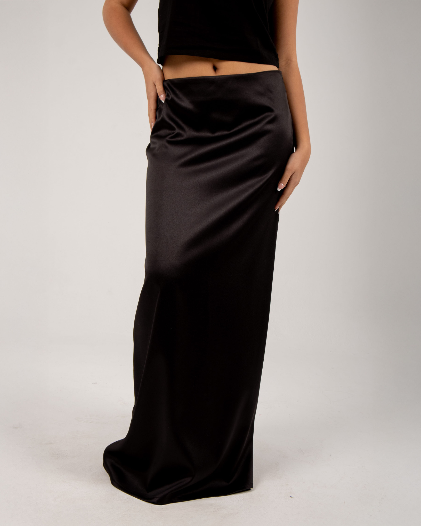 Satin maxi skirt in black – Civilian Clothing
