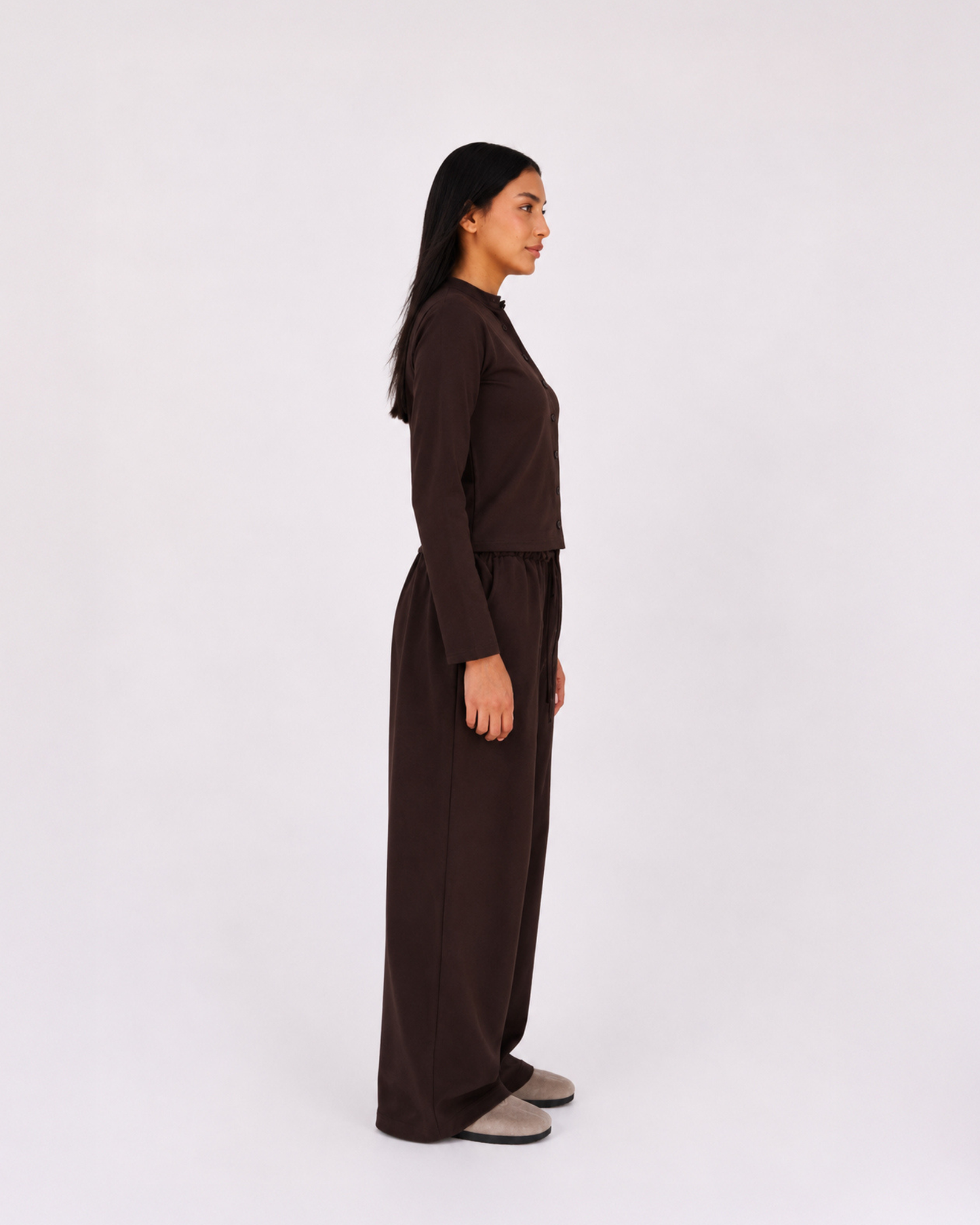 Relaxed set in brown (Long sleeves top + pants)