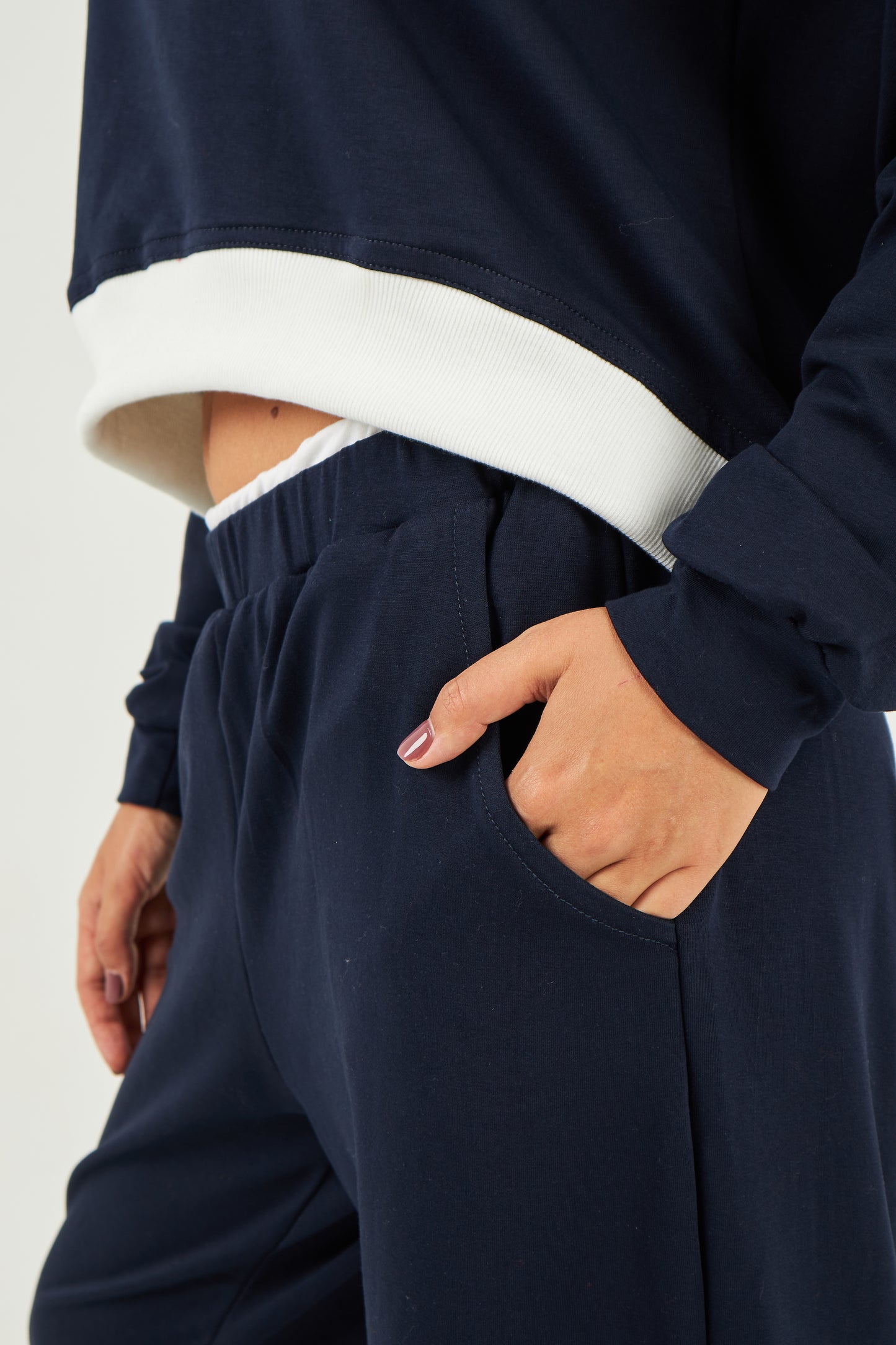 The navy sweatpants