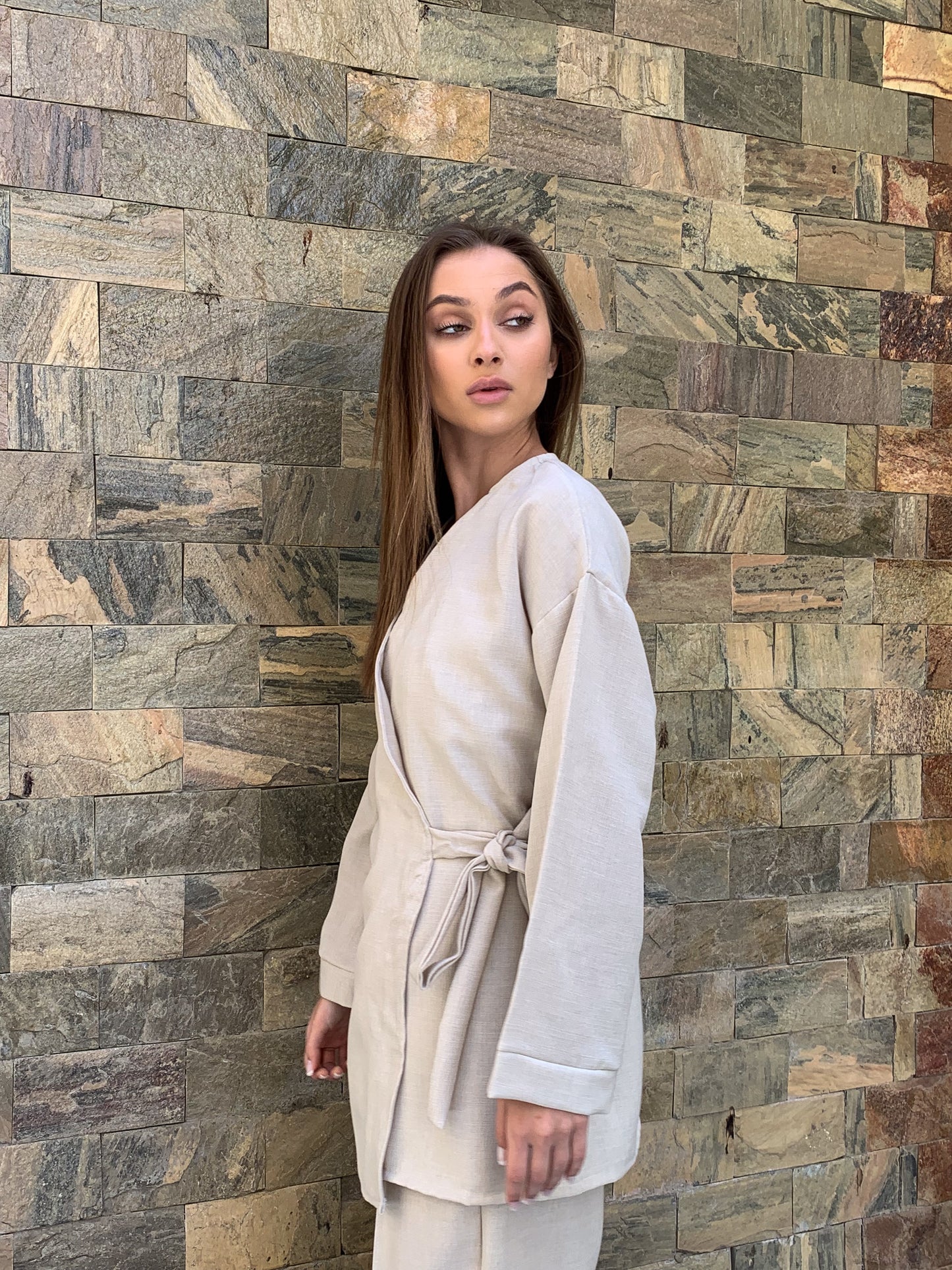 Linen jacket in beige
