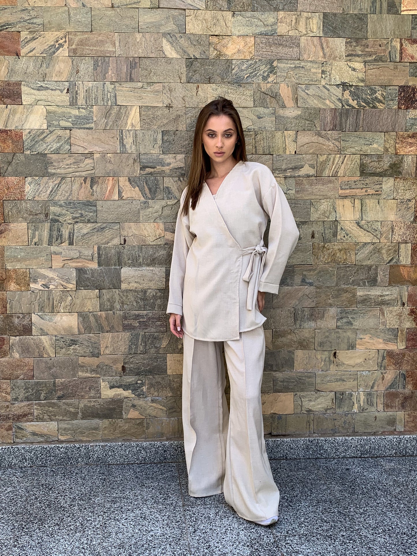 Linen jacket in beige