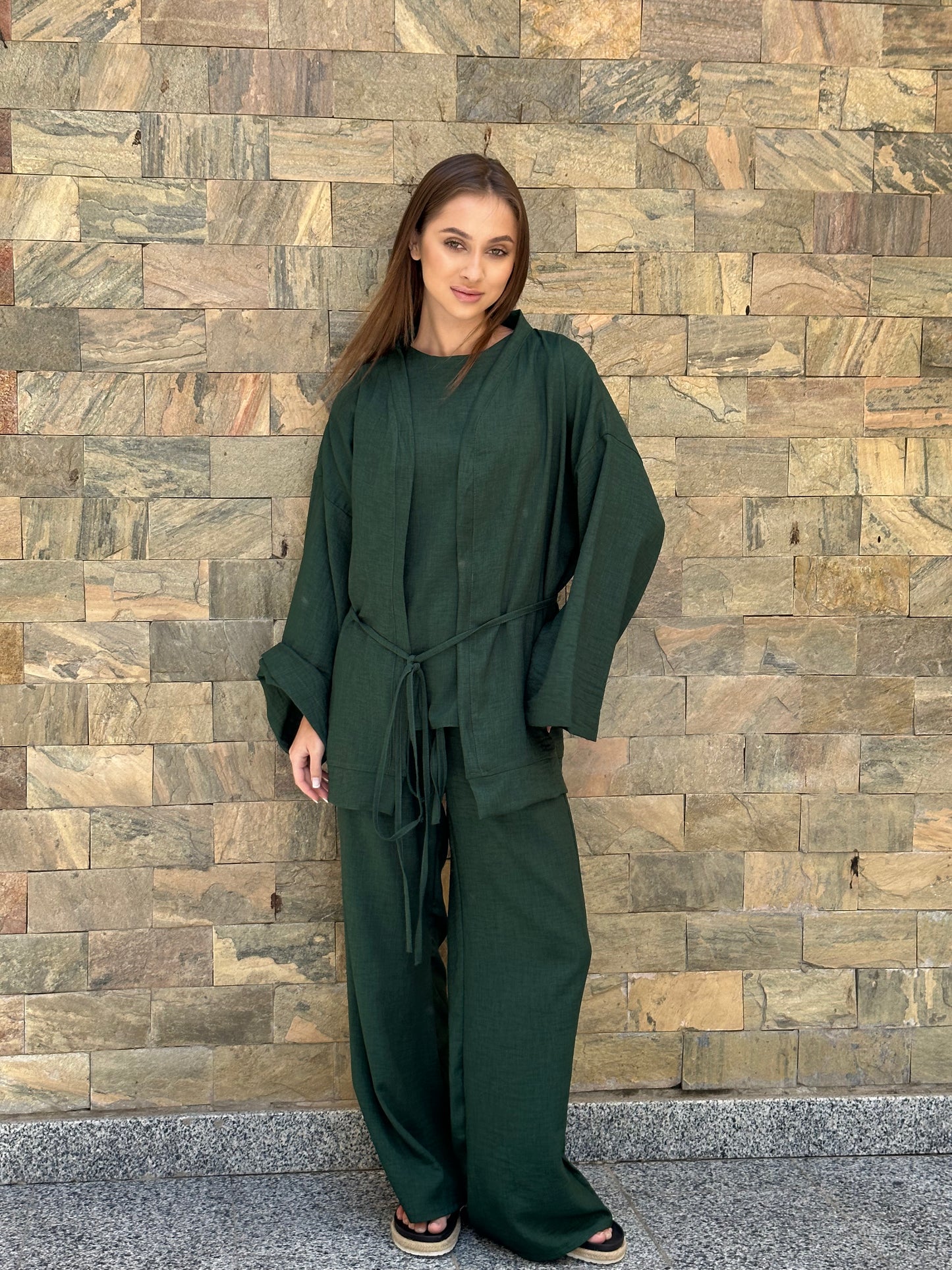 Tangled kimono in green