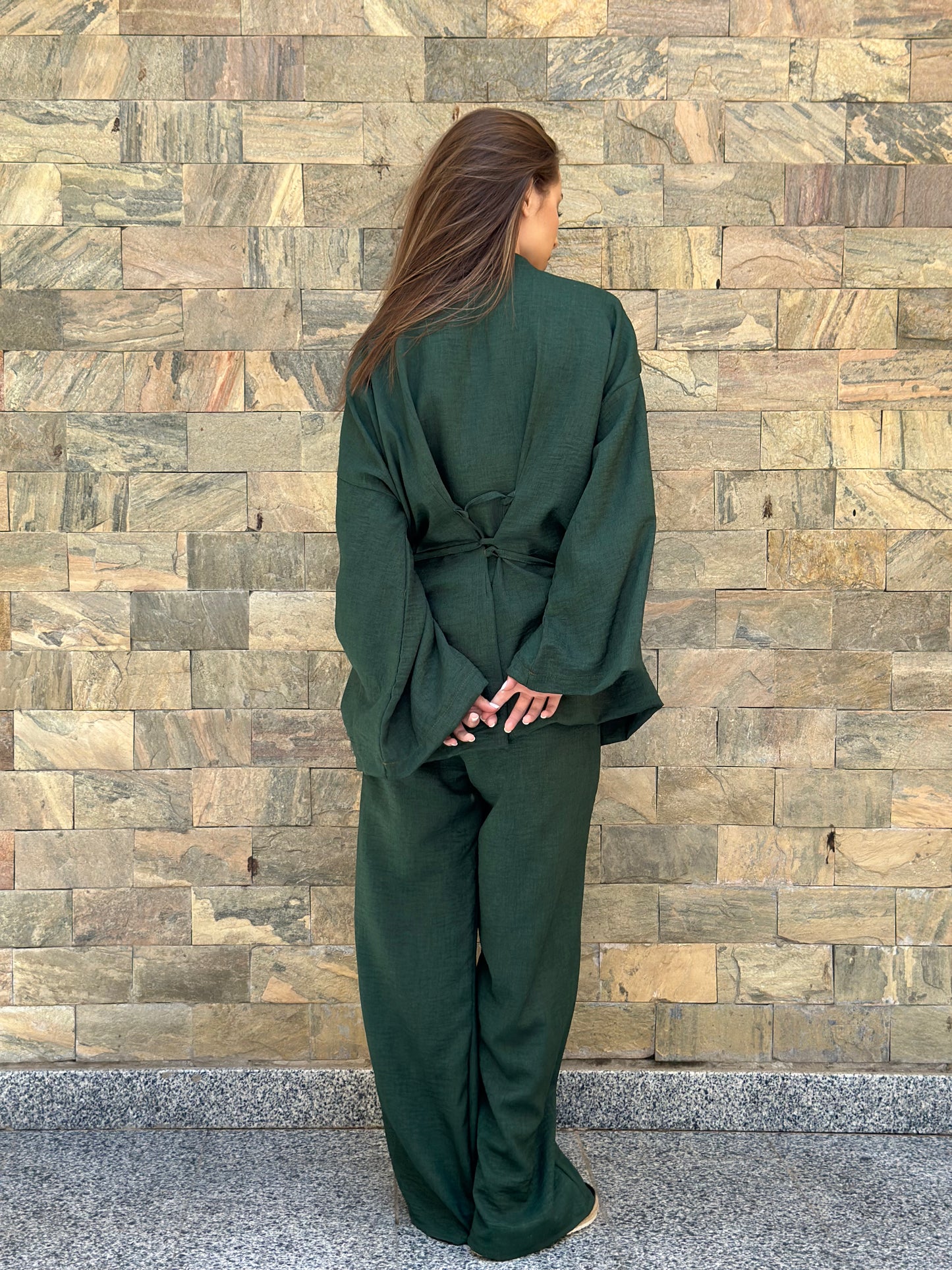 Tangled kimono in green