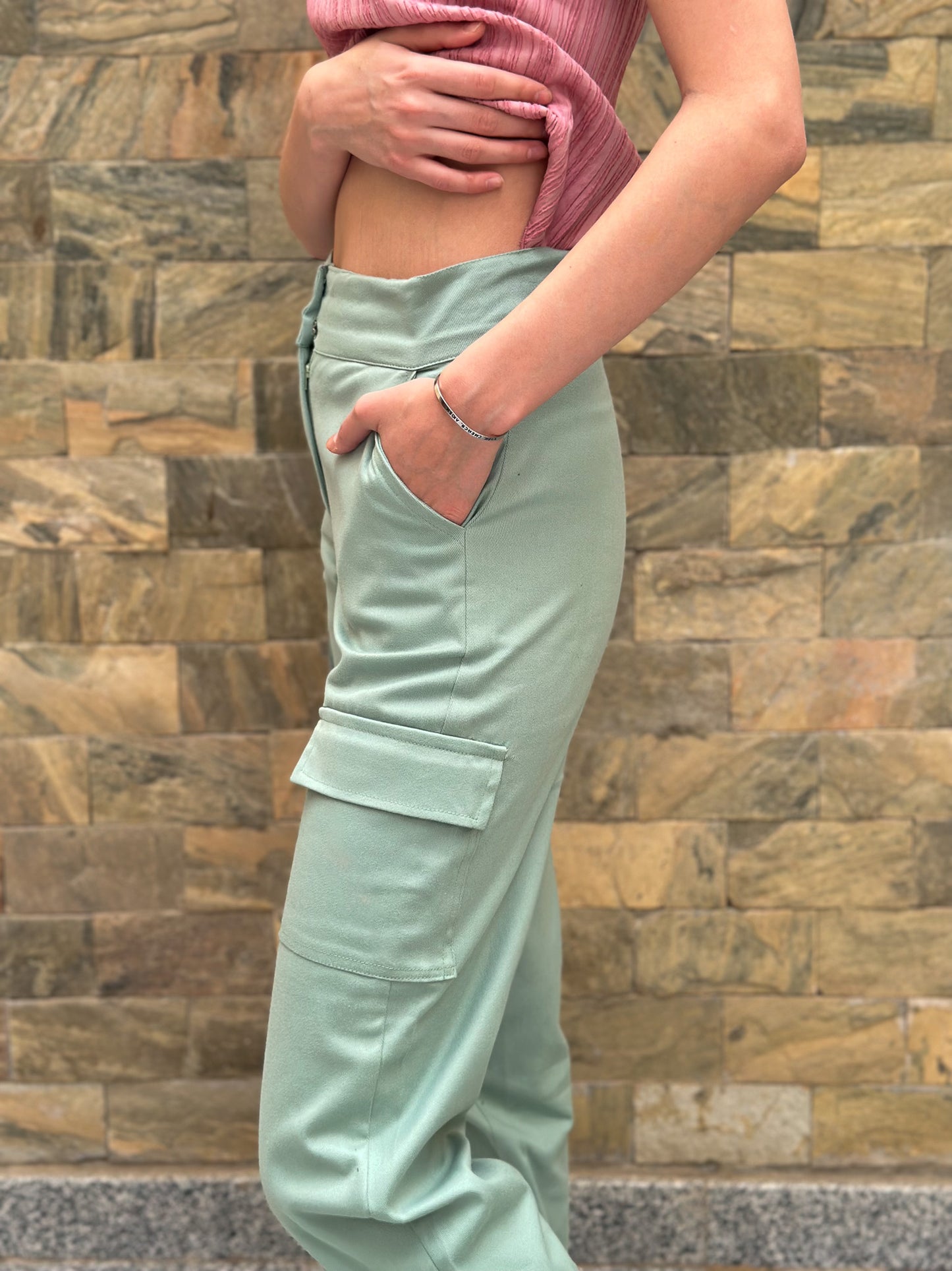 Military pants in turquoise
