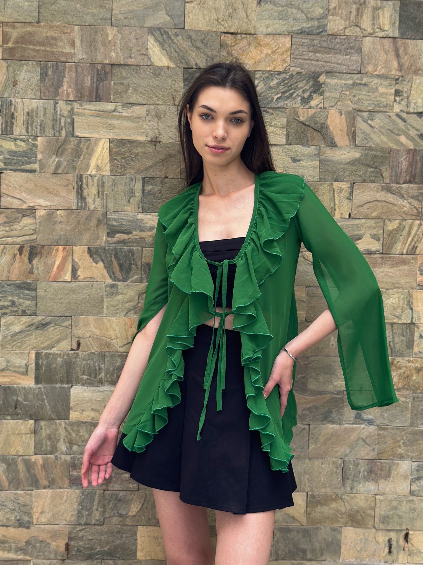 Chiffon cover up in green