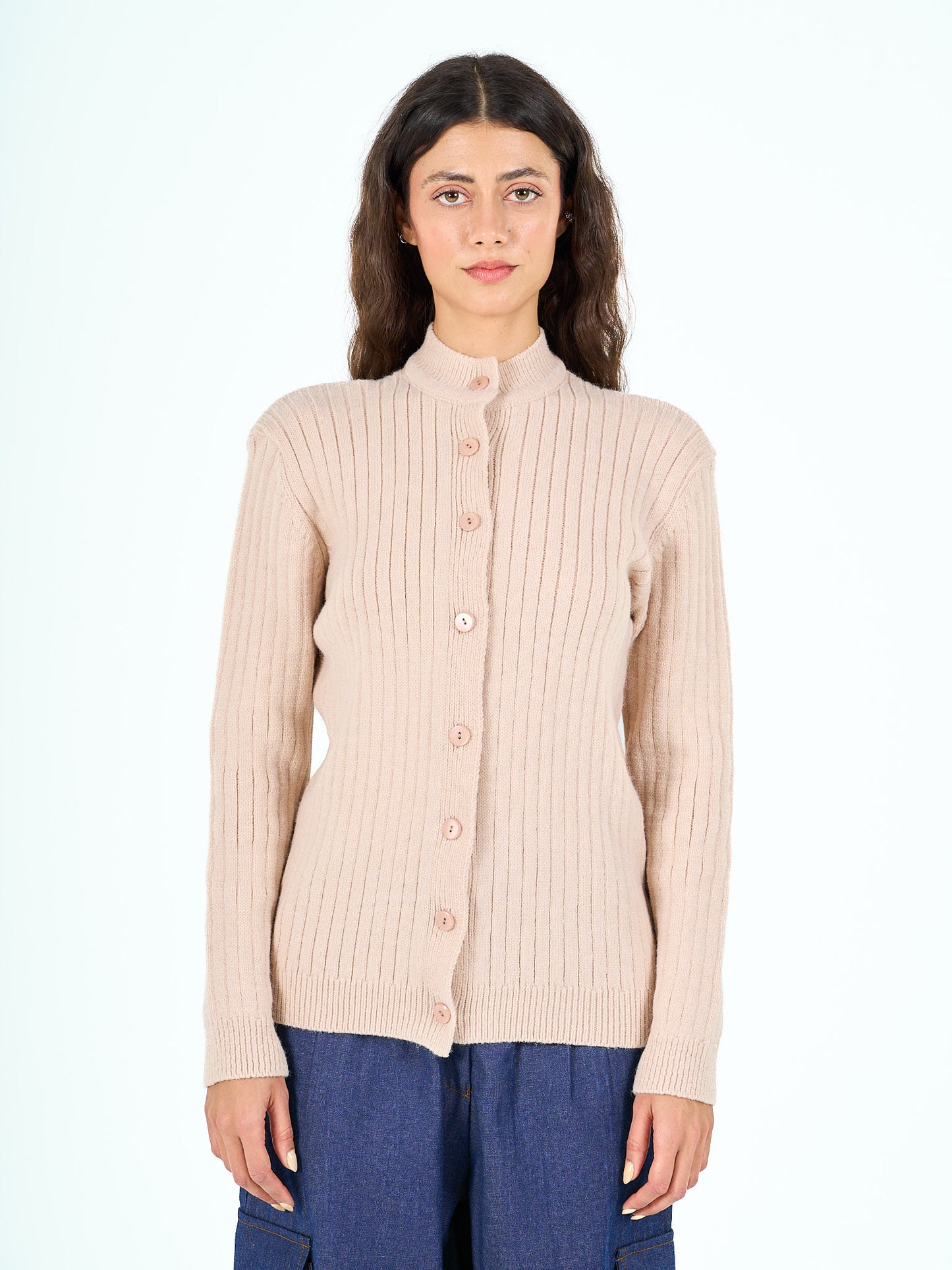 Button cardigan in blush pink