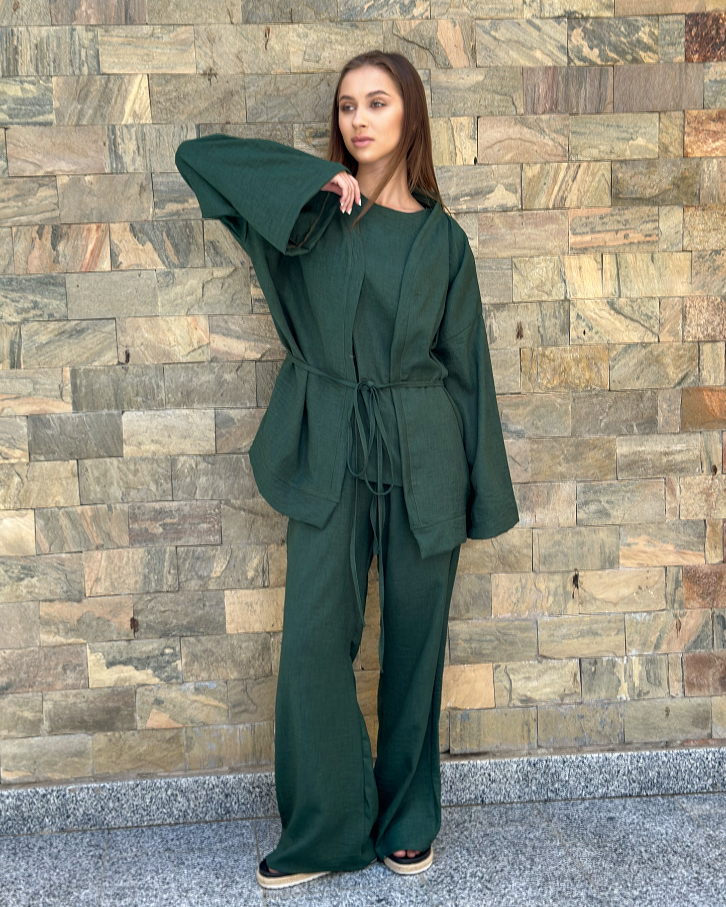 Tangled kimono in green