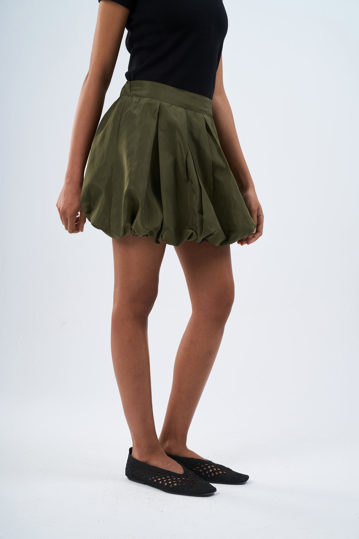 Bubble skirt in olive