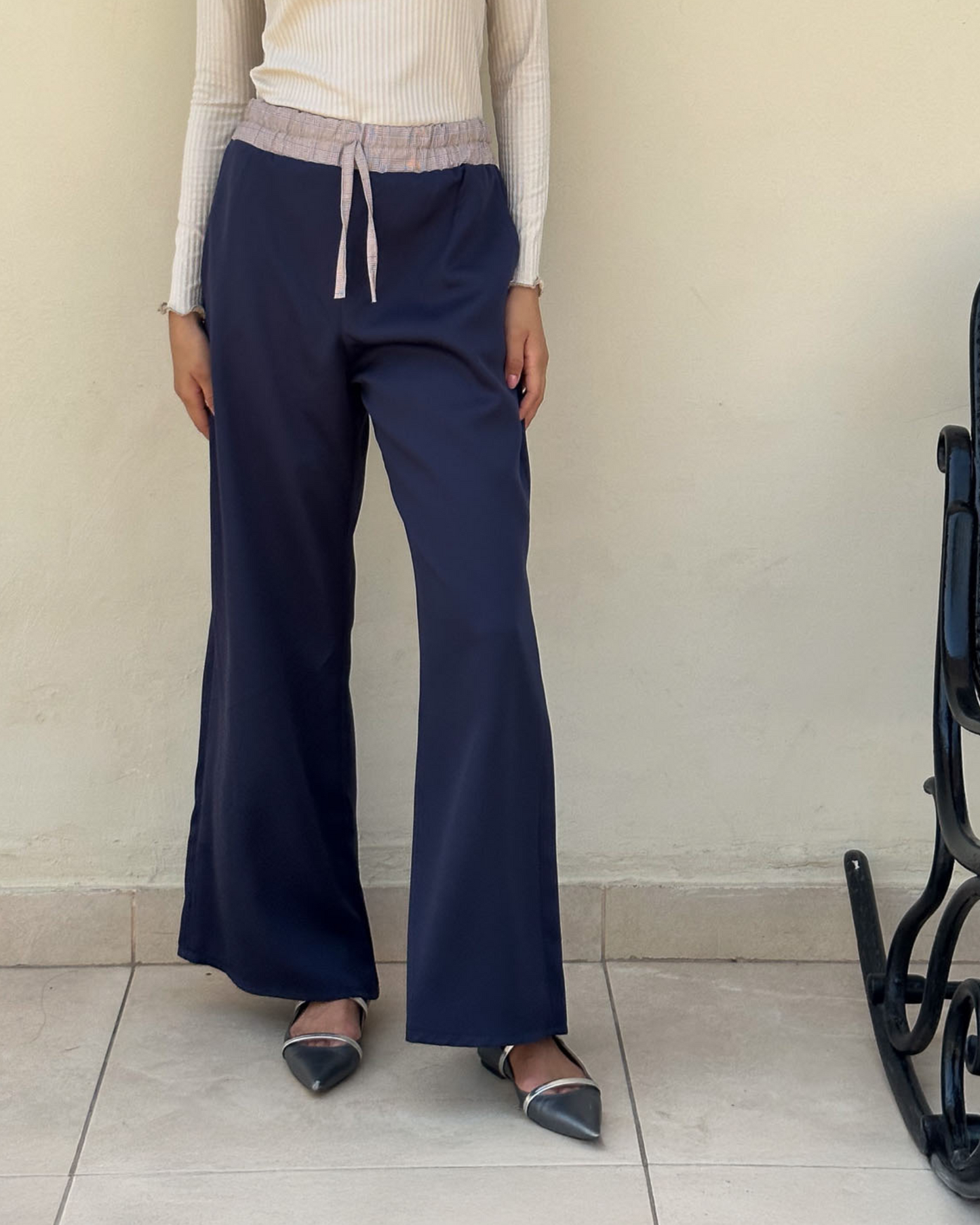 Half & half pants in navy
