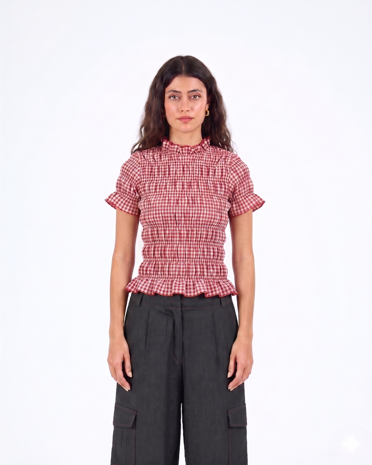 Smocked top in red