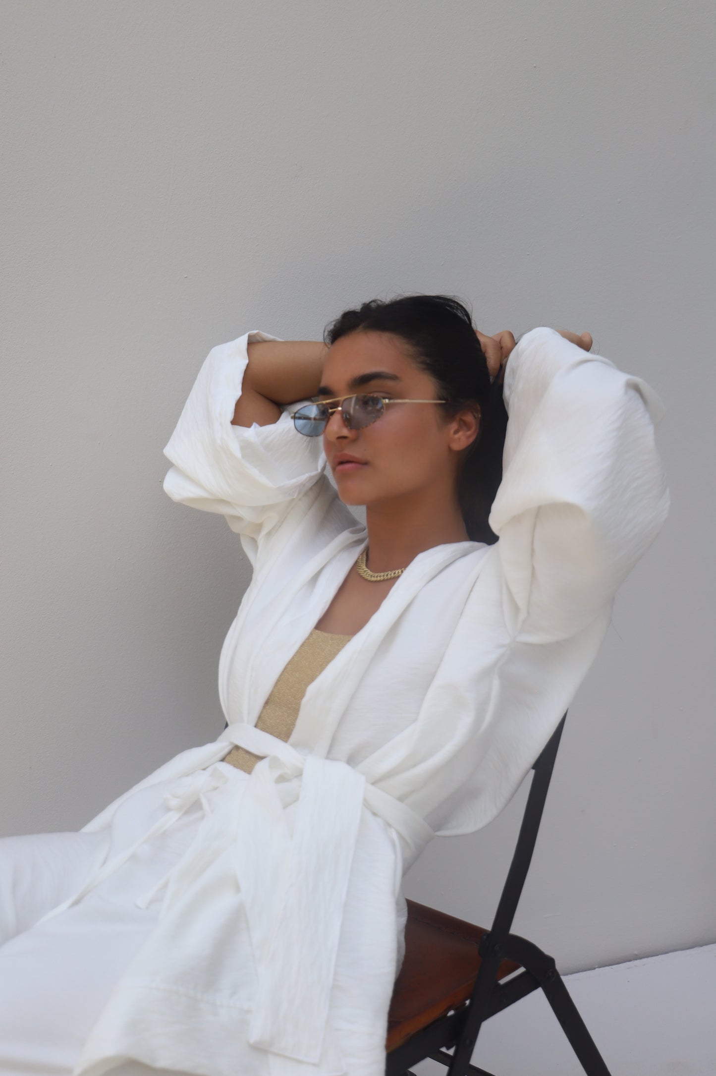 Around the world set (Kimono + Pants) in white