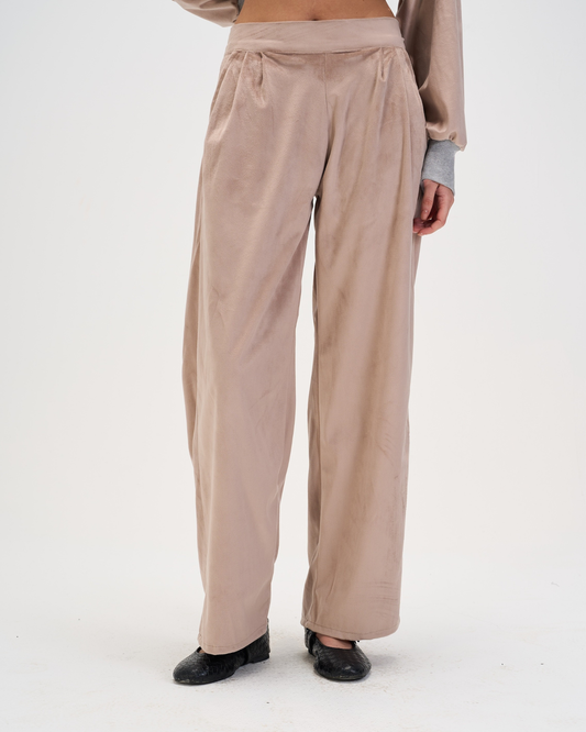 Suede pants in beige