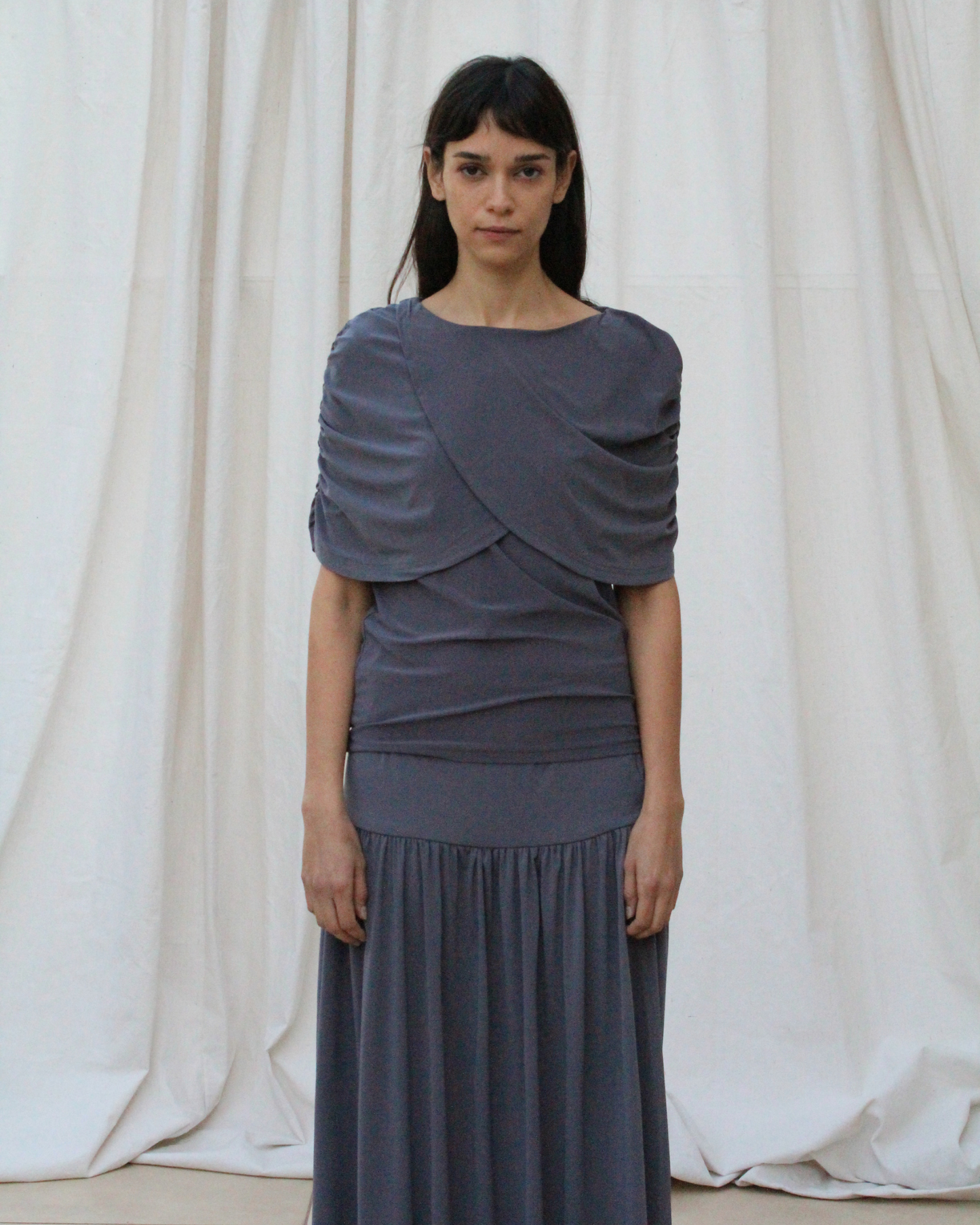 Wave short sleeve top in grey