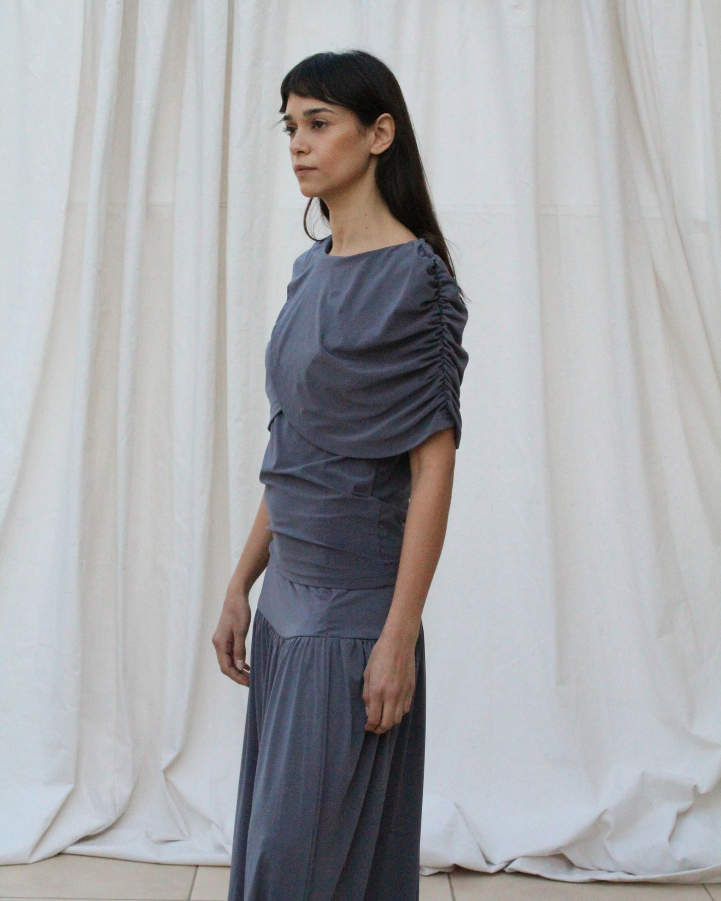 Wave short sleeve top in grey