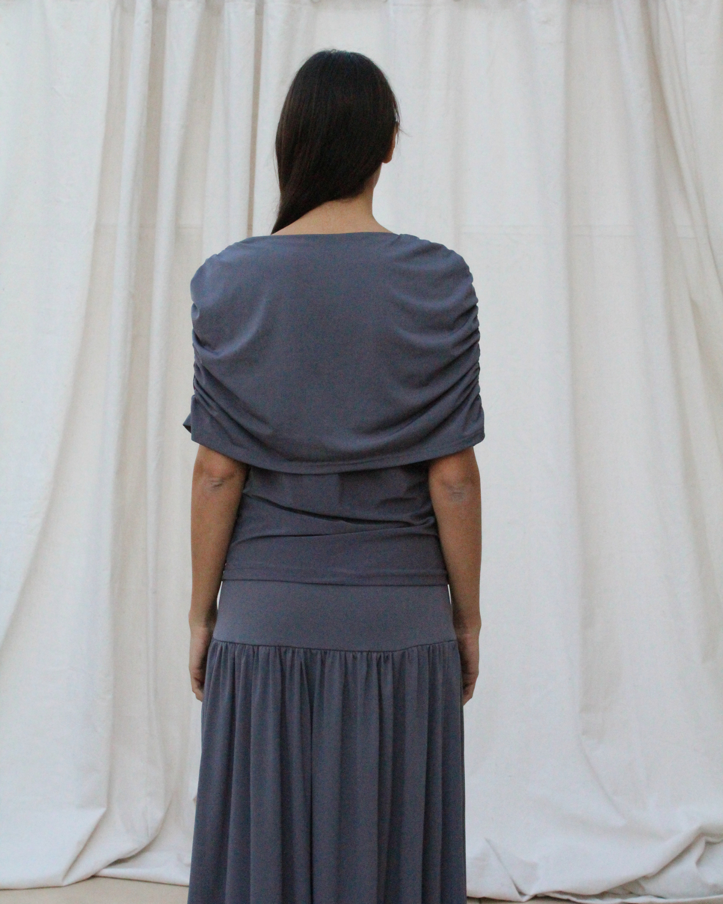 Wave short sleeve top in grey