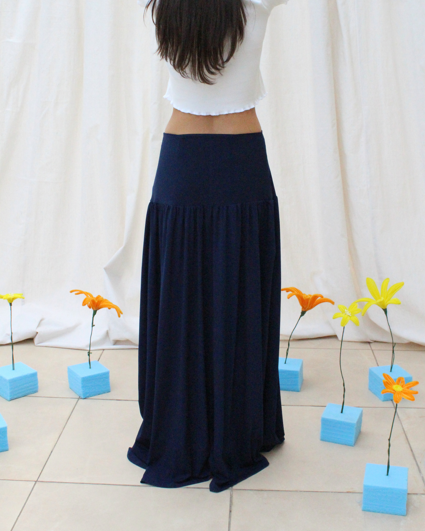 Wave skirt in navy