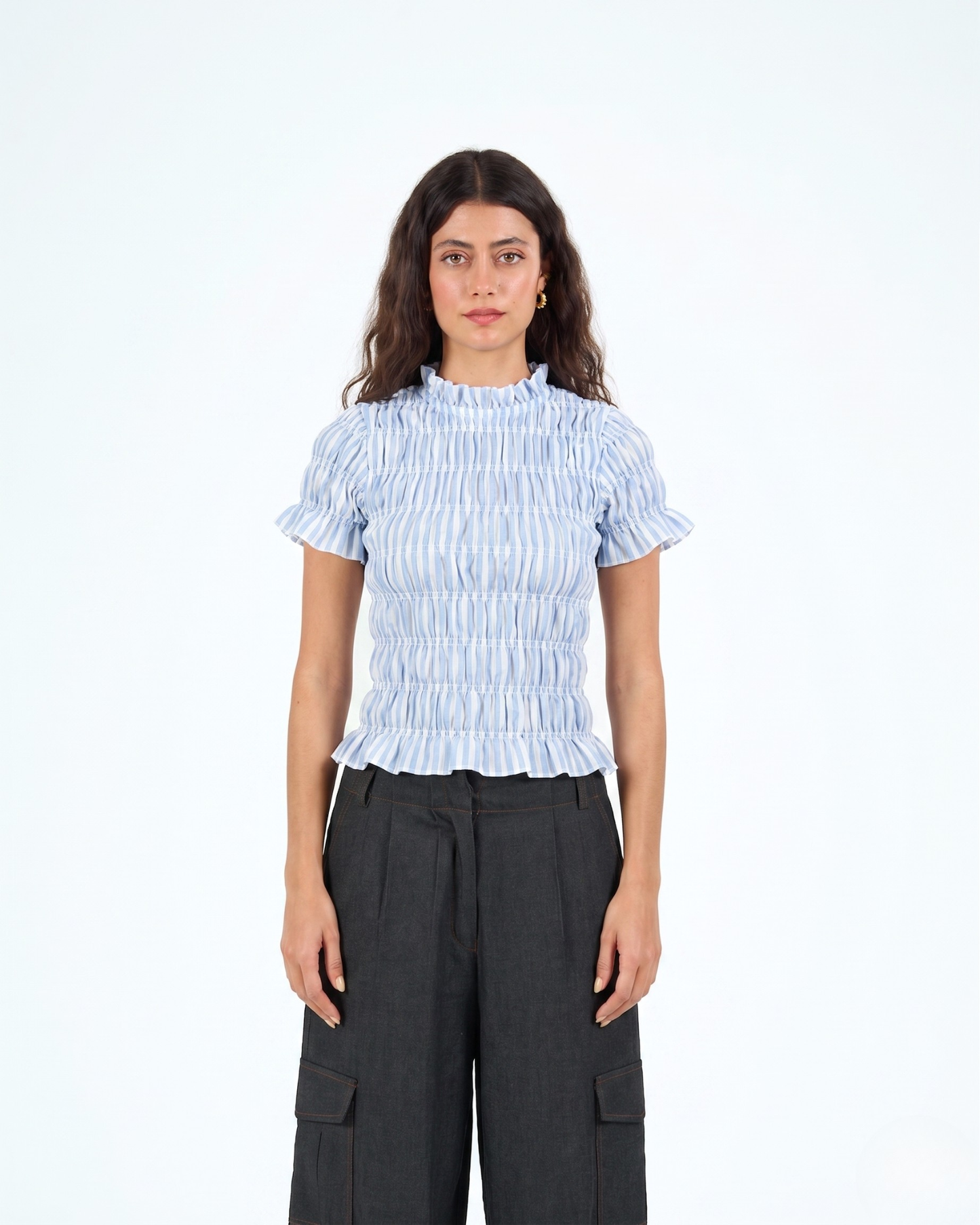 Smocked top in blue