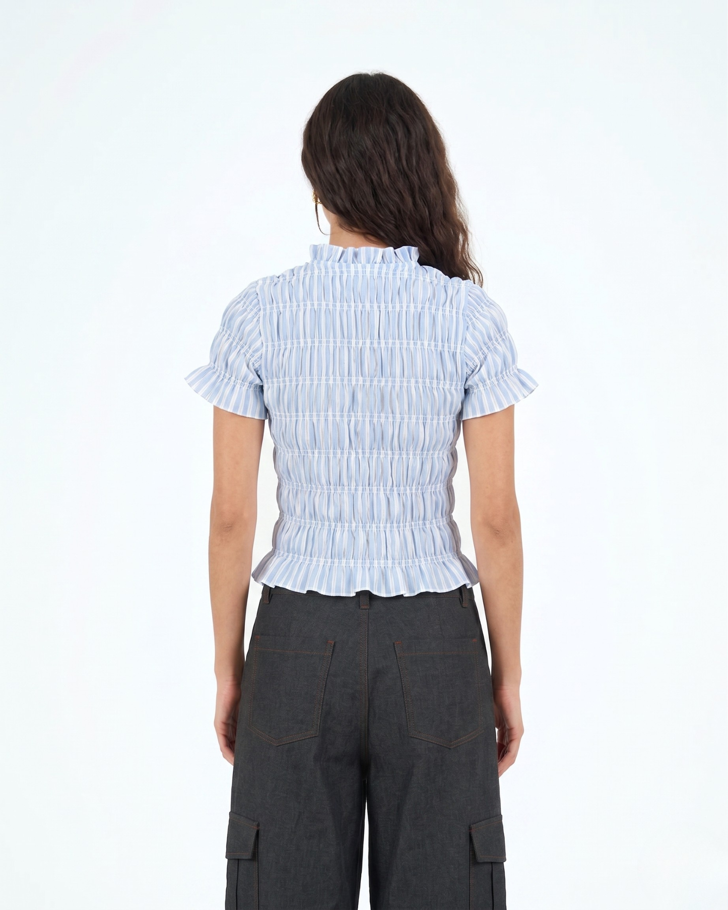 Smocked top in blue