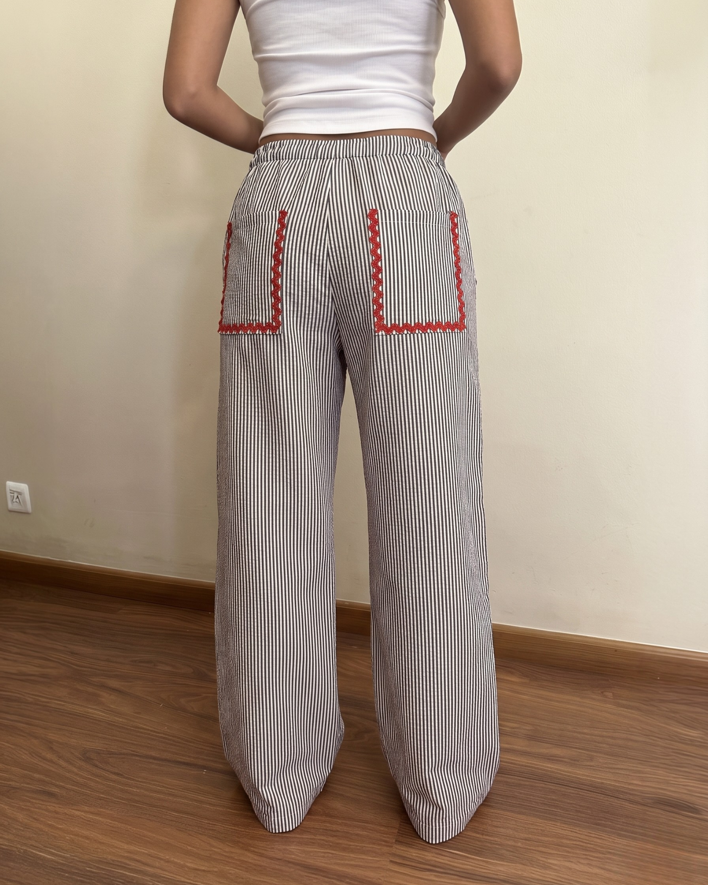 Stripes pants (Burgundy + Pink)