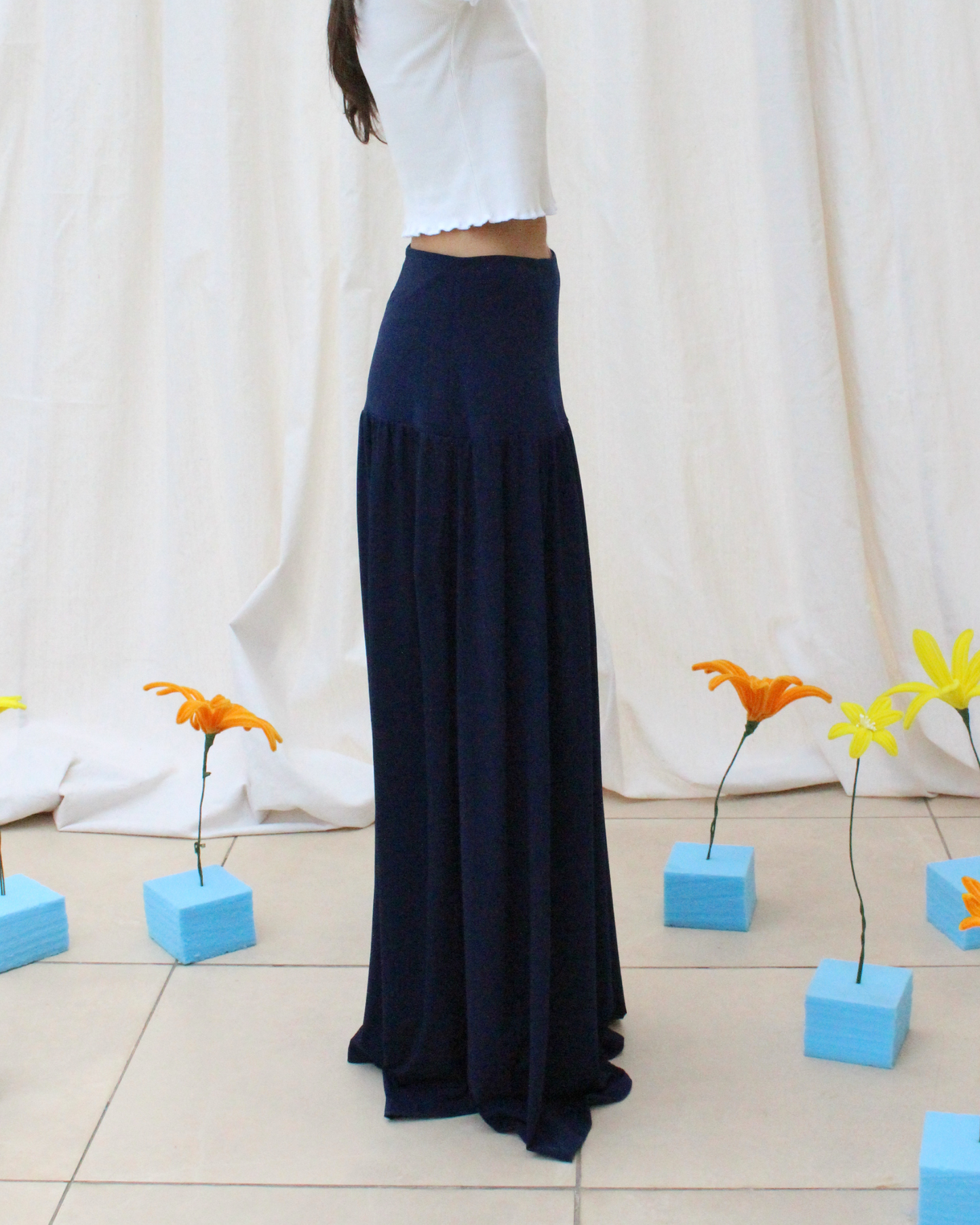Wave skirt in navy