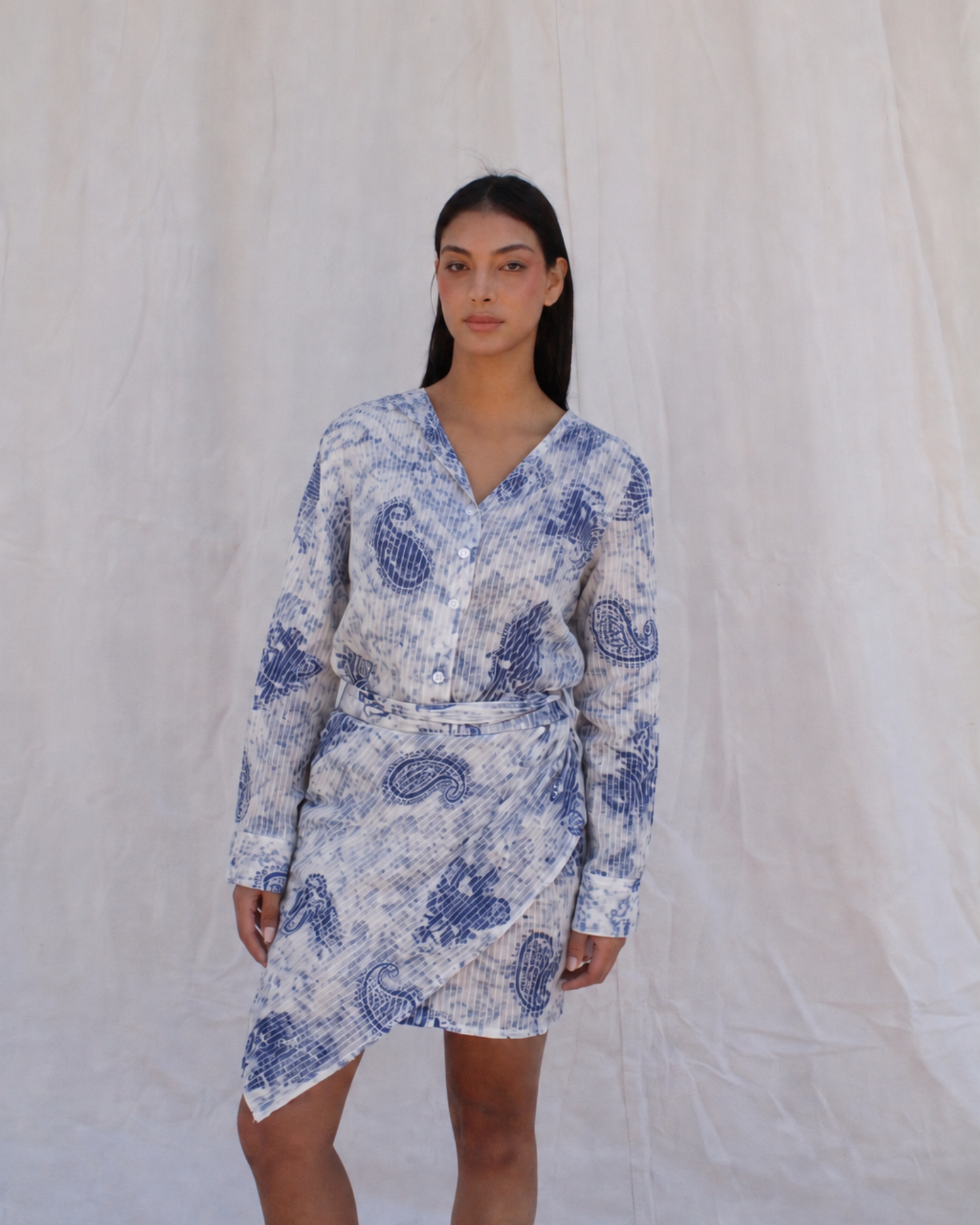 Summer wrap up shirt in blue