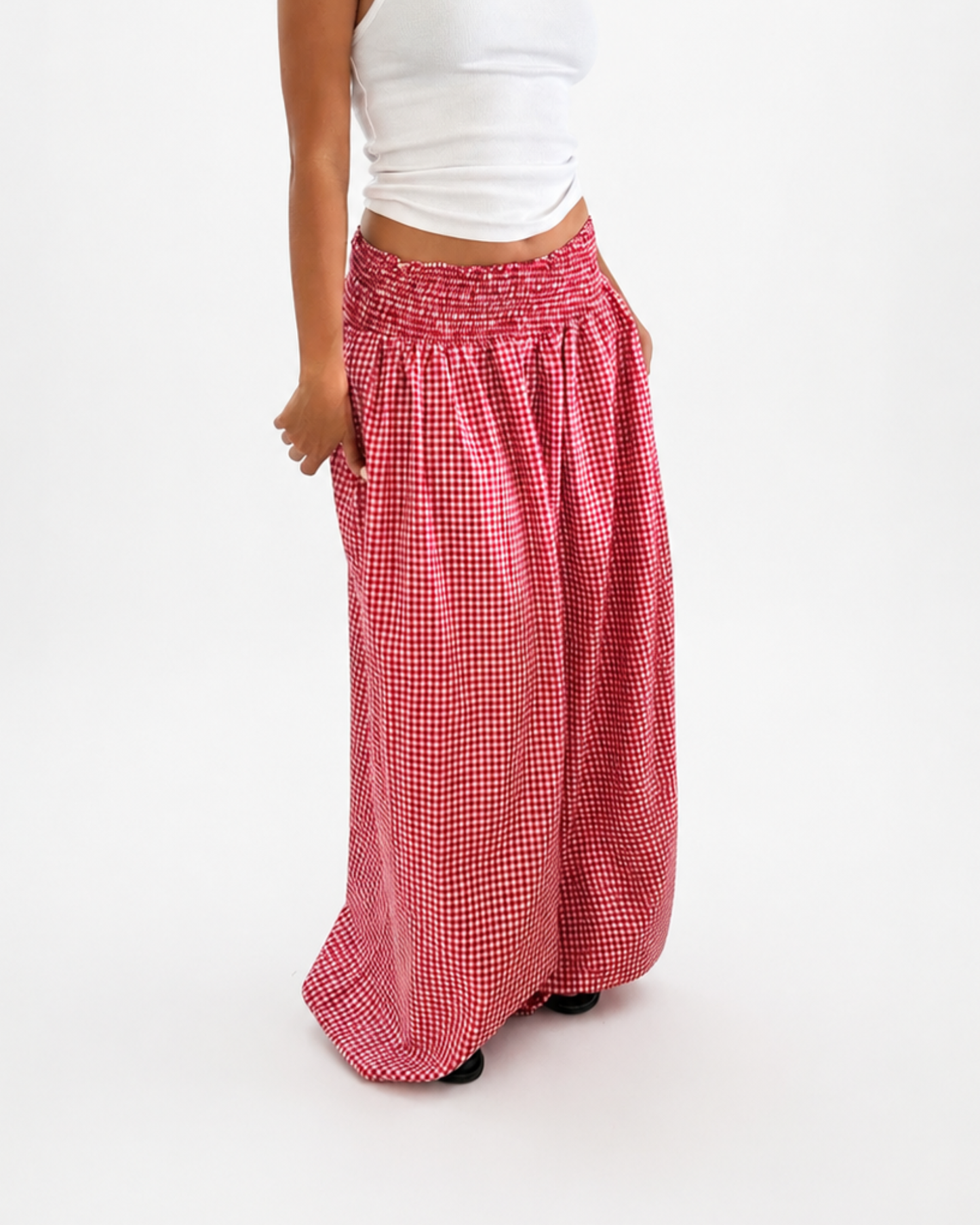 Checkered Maxi skirt in red