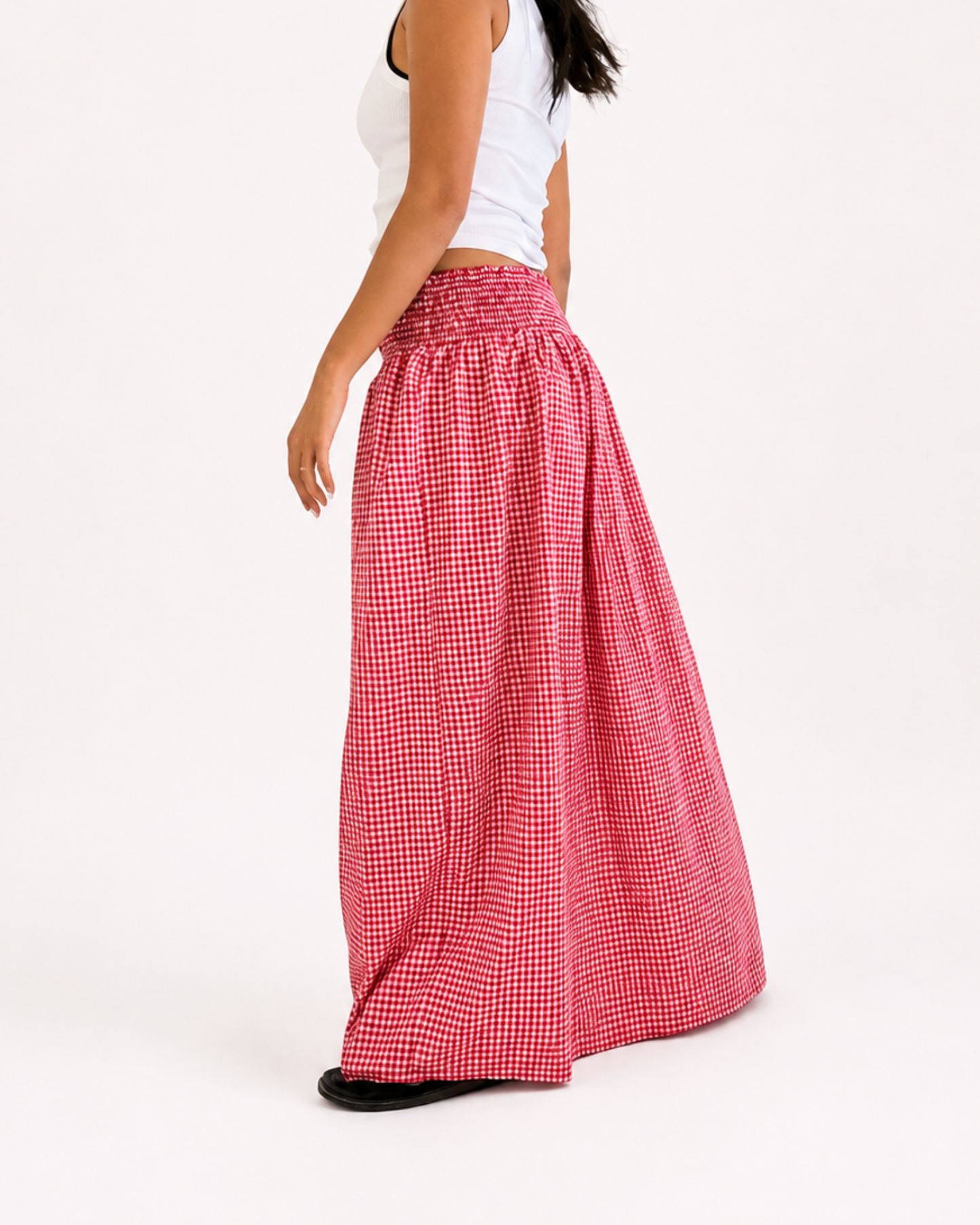 Checkered Maxi skirt in red