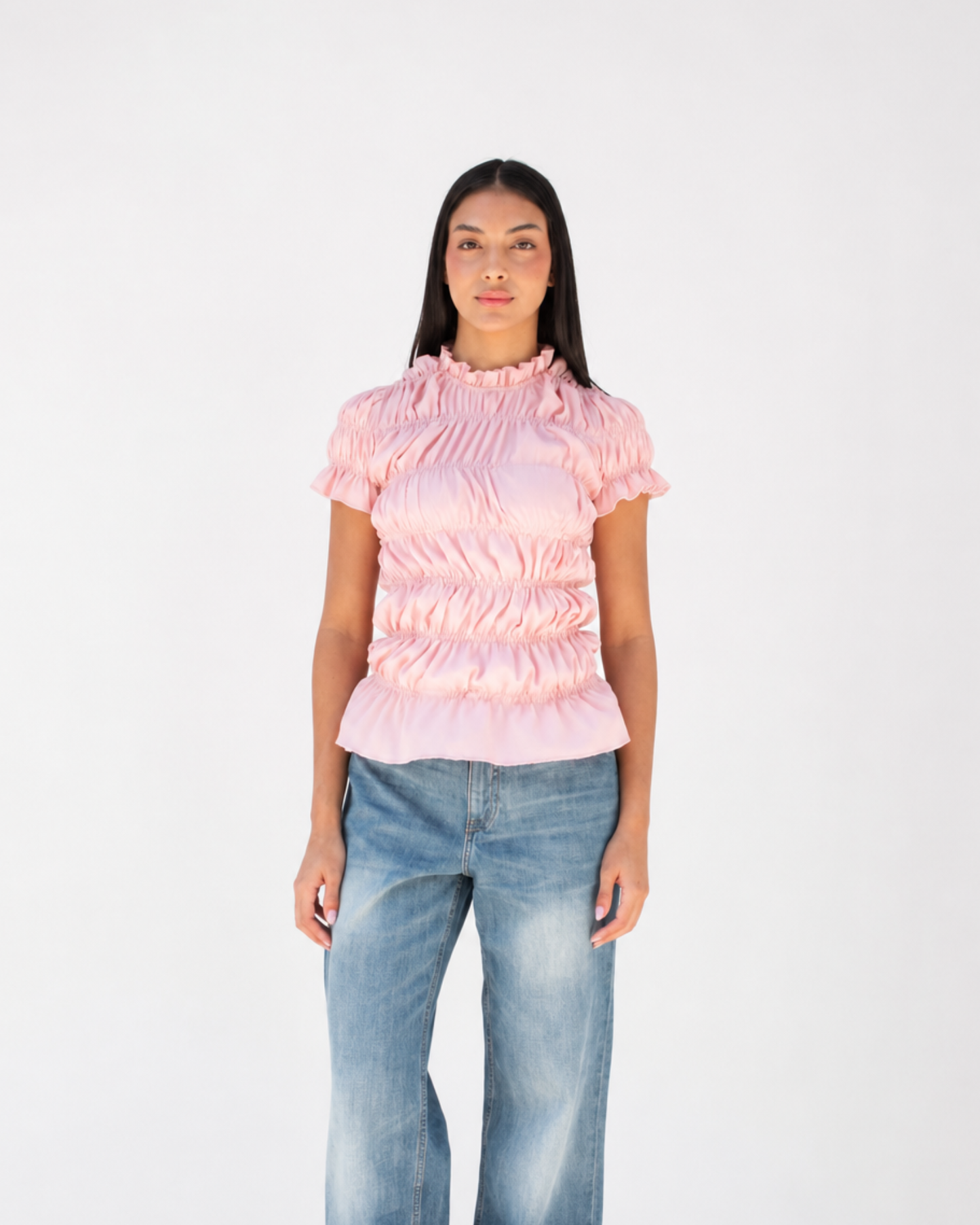 Smocked top in pink