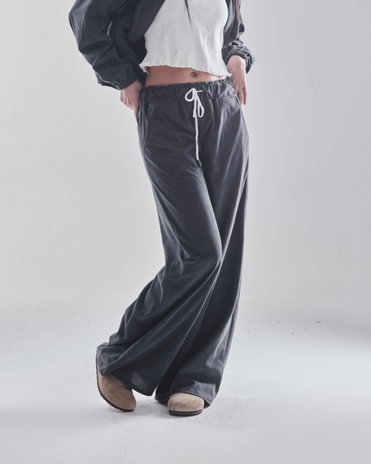 Velvet wide legs pants in grey