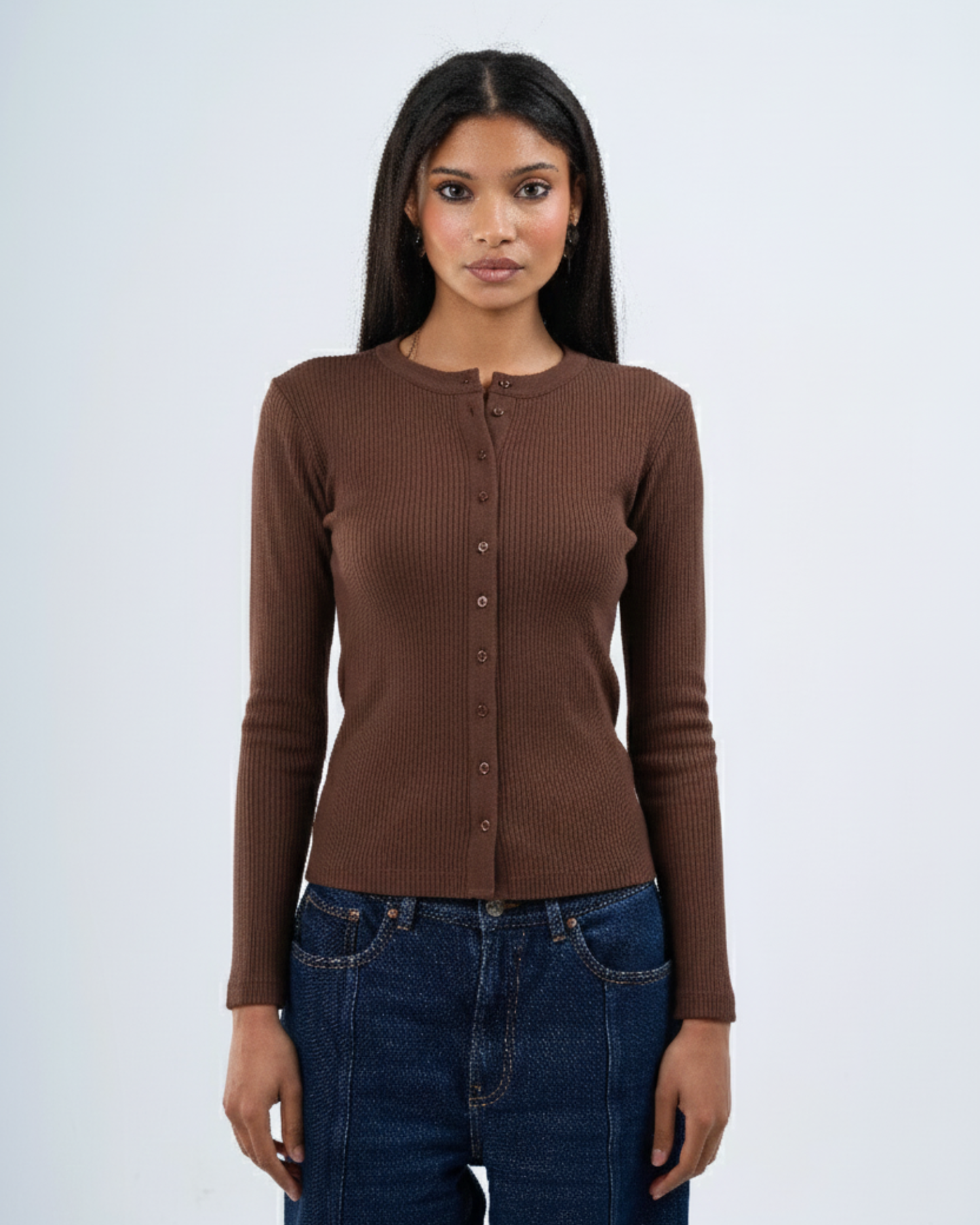 Everyday long sleeve top in brown