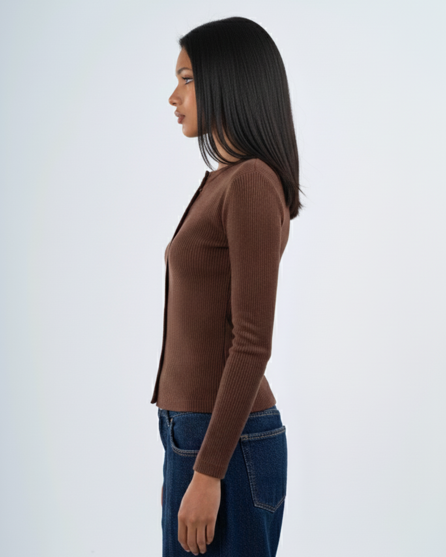 Everyday long sleeve top in brown