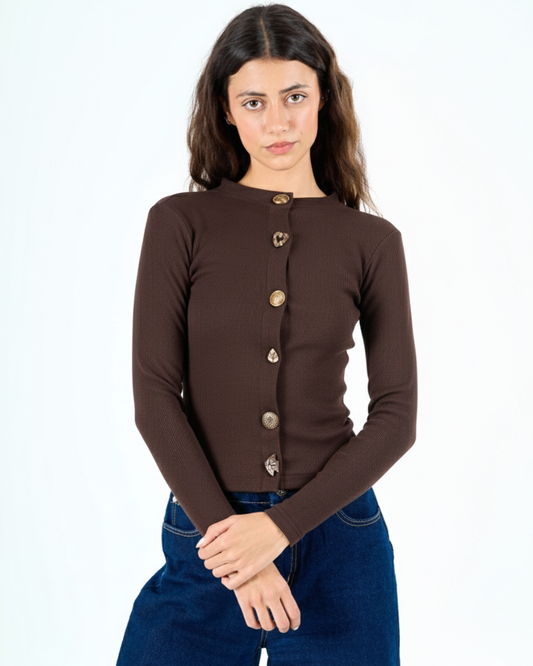 Button shirt in brown