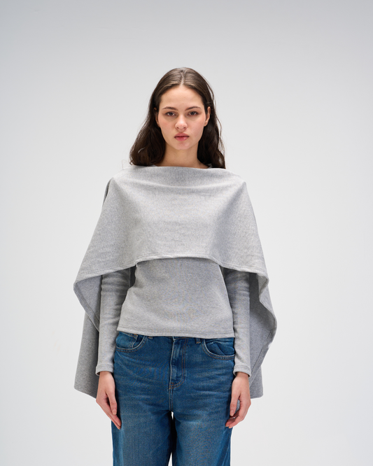 Shawl top in grey