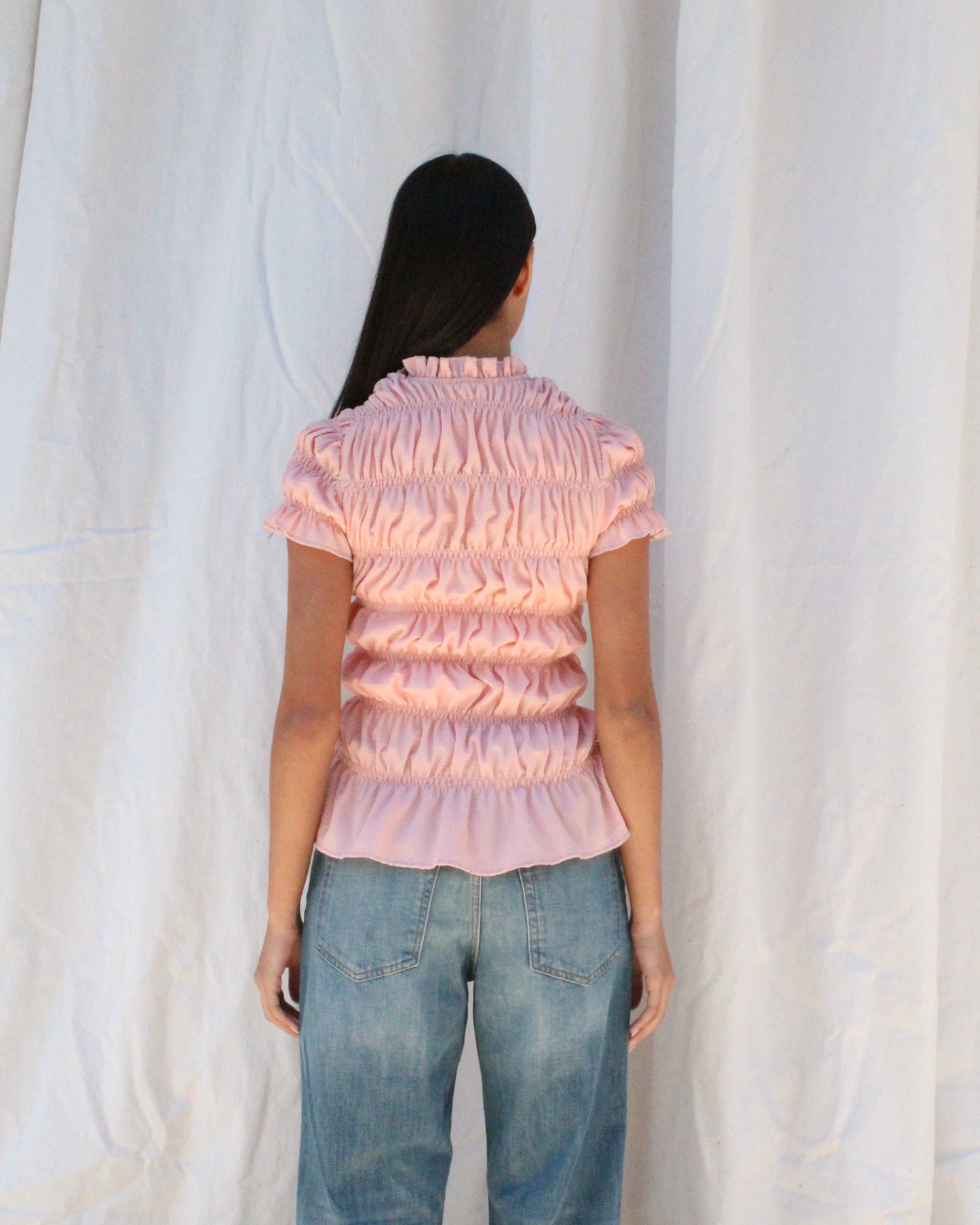 Smocked top in pink