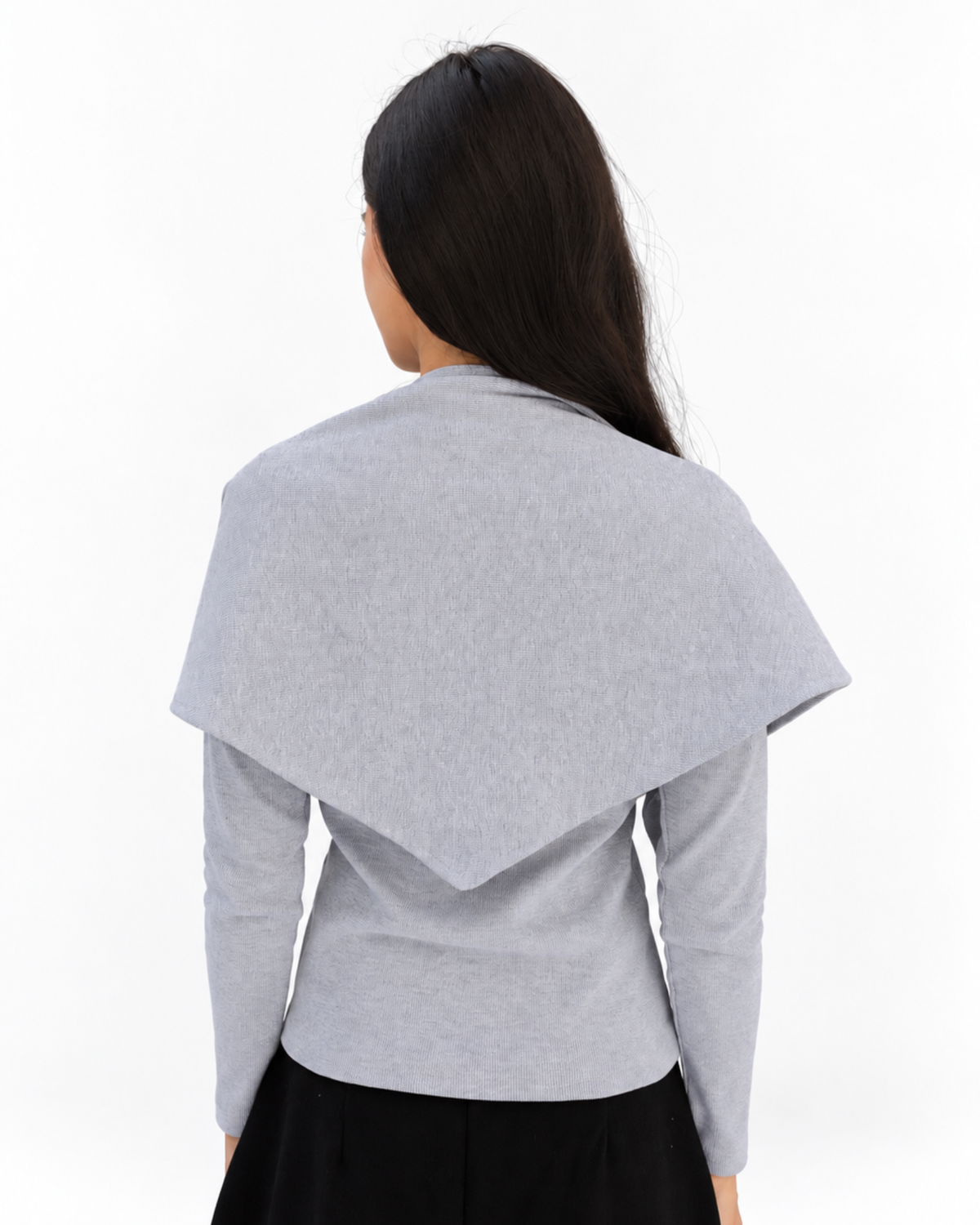 Black Button Top in Grey (Top + Scarf)