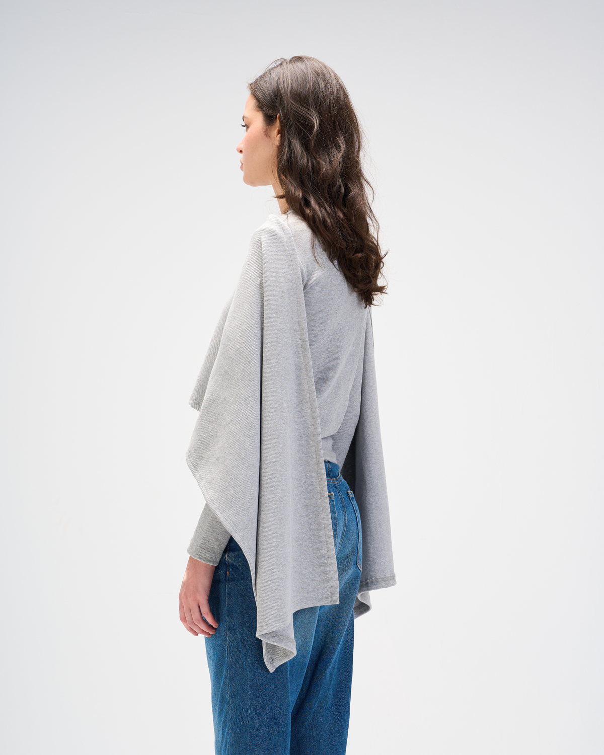 Shawl top in grey