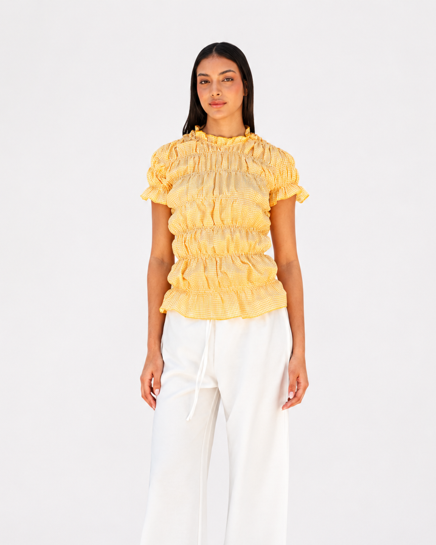 Smocked top in yellow