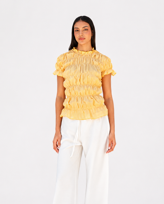 Smocked top in yellow