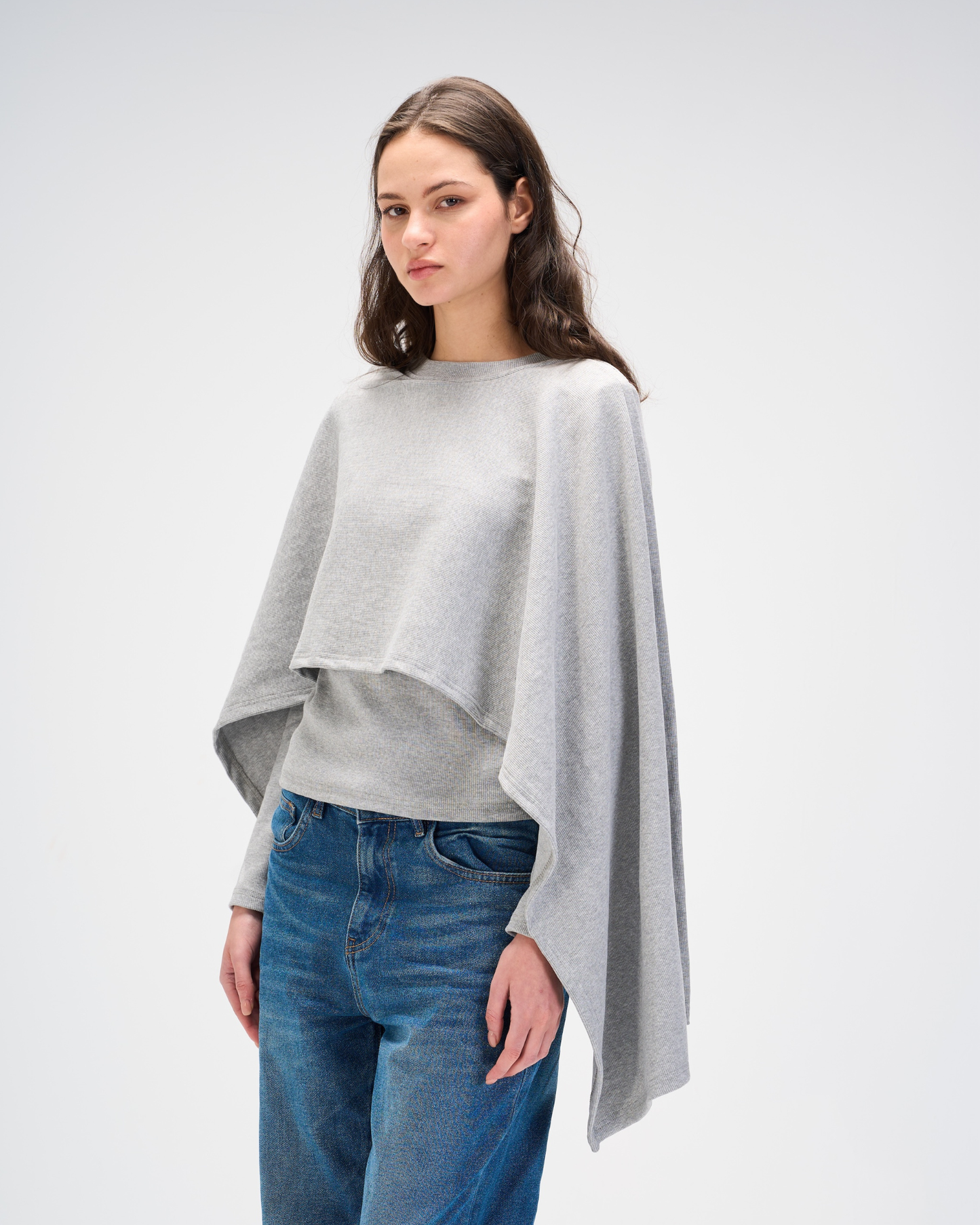 Shawl top in grey