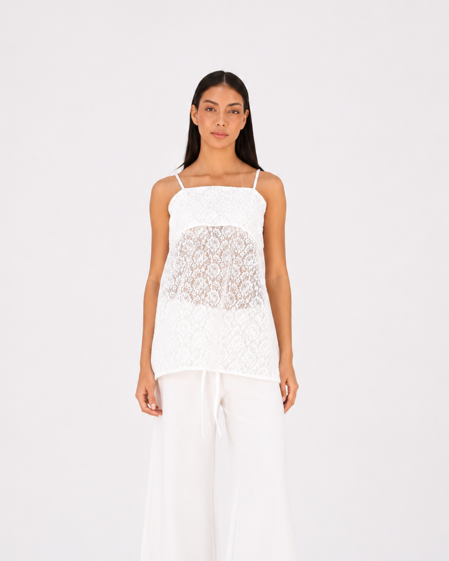 Lace beach top in white