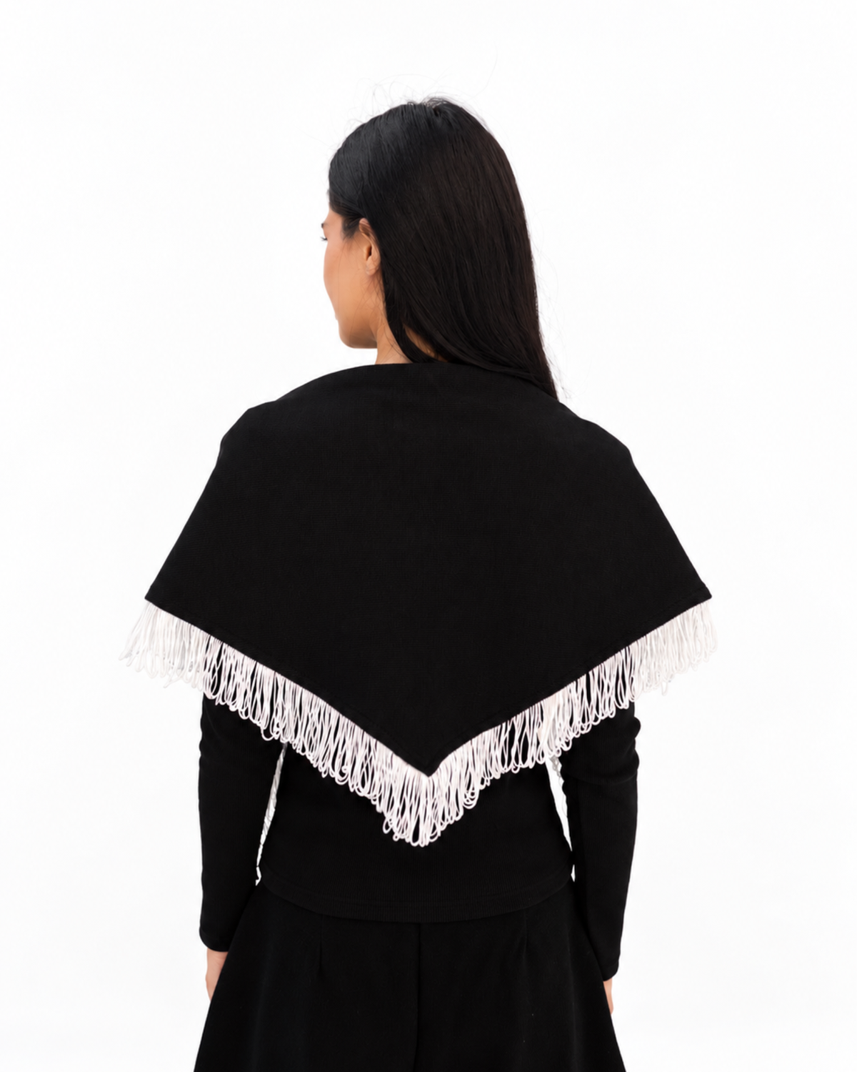 Fringe Top in Black (Top + Scarf).