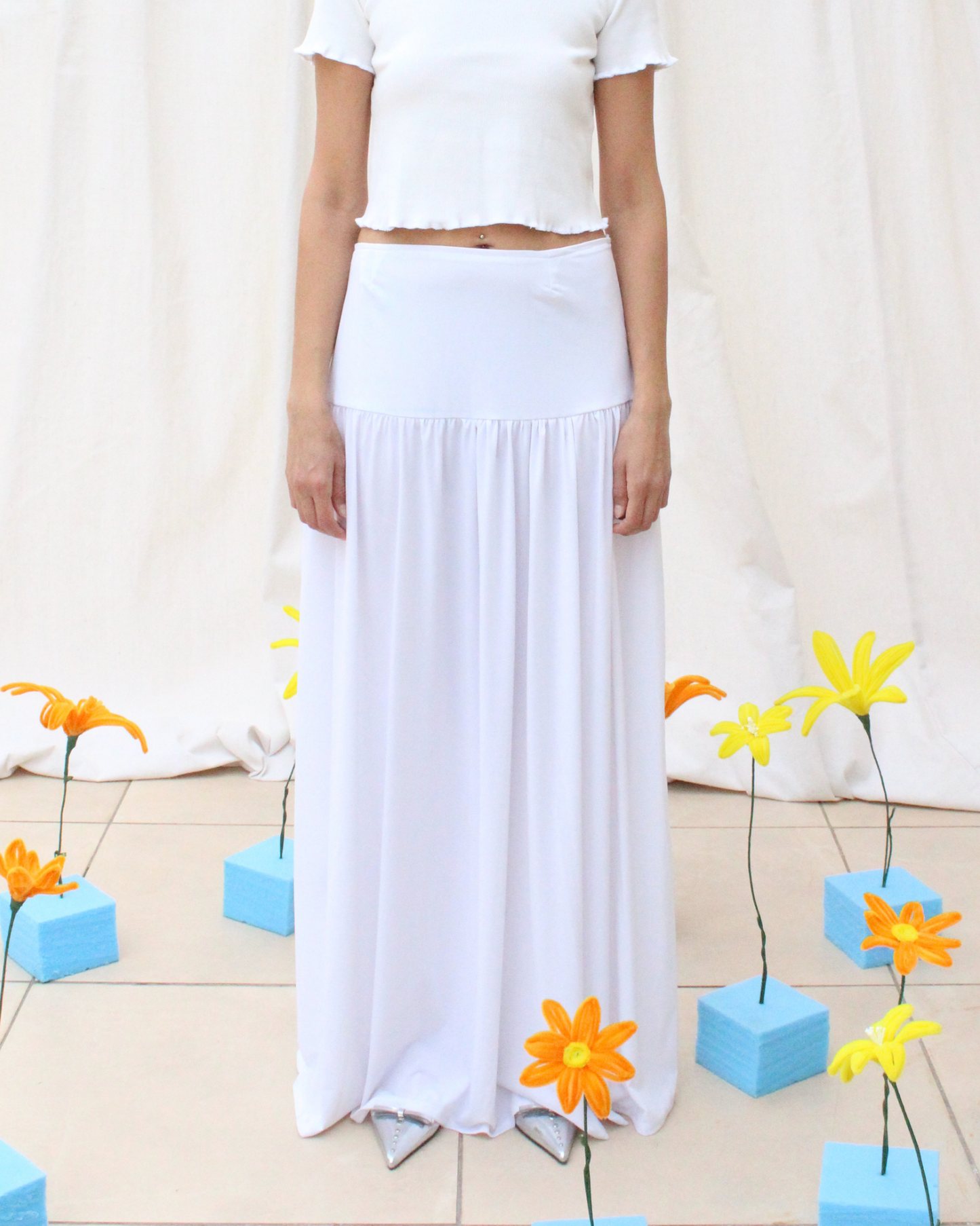 Wave skirt in white
