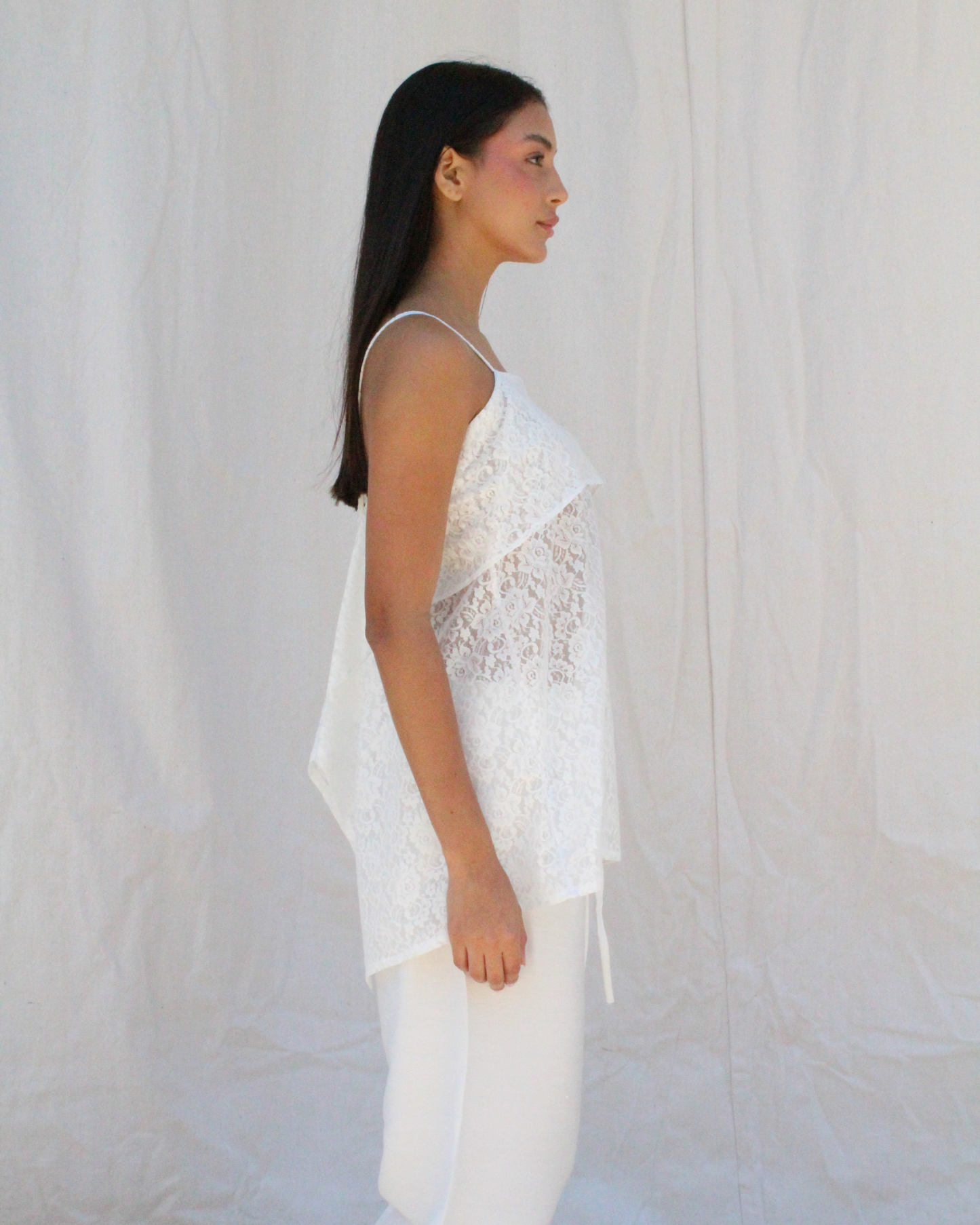 Lace beach top in white