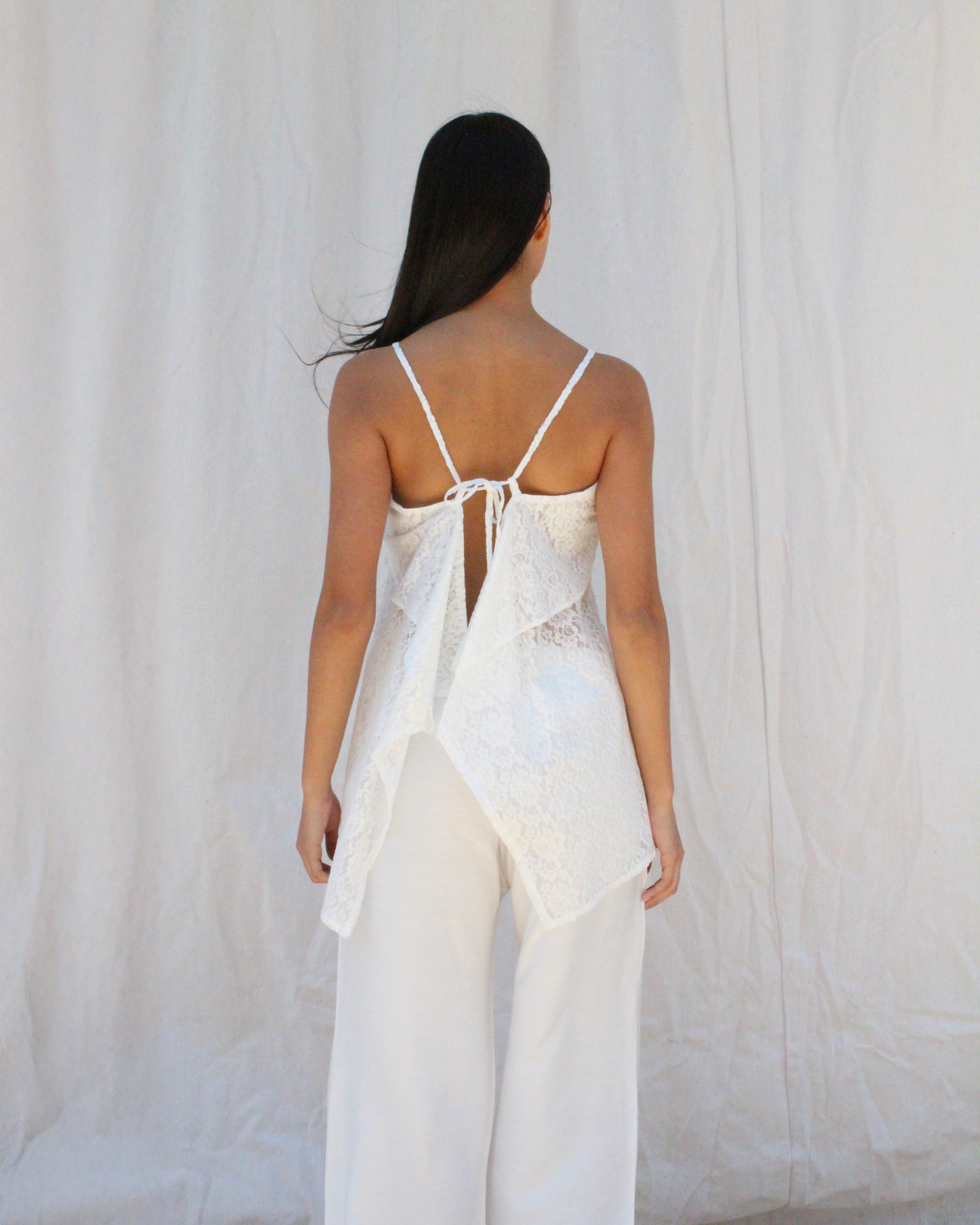 Lace beach top in white