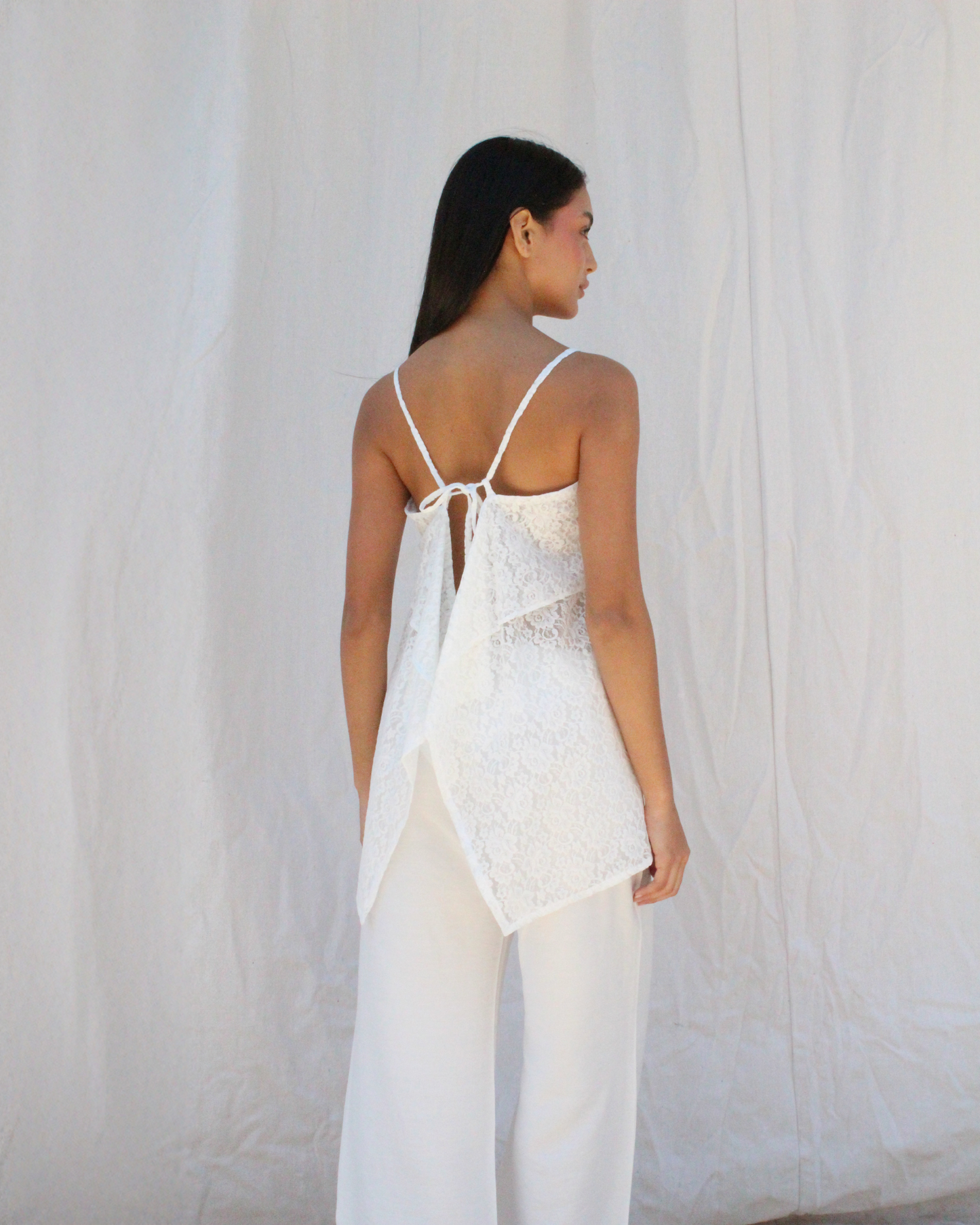Lace beach top in white